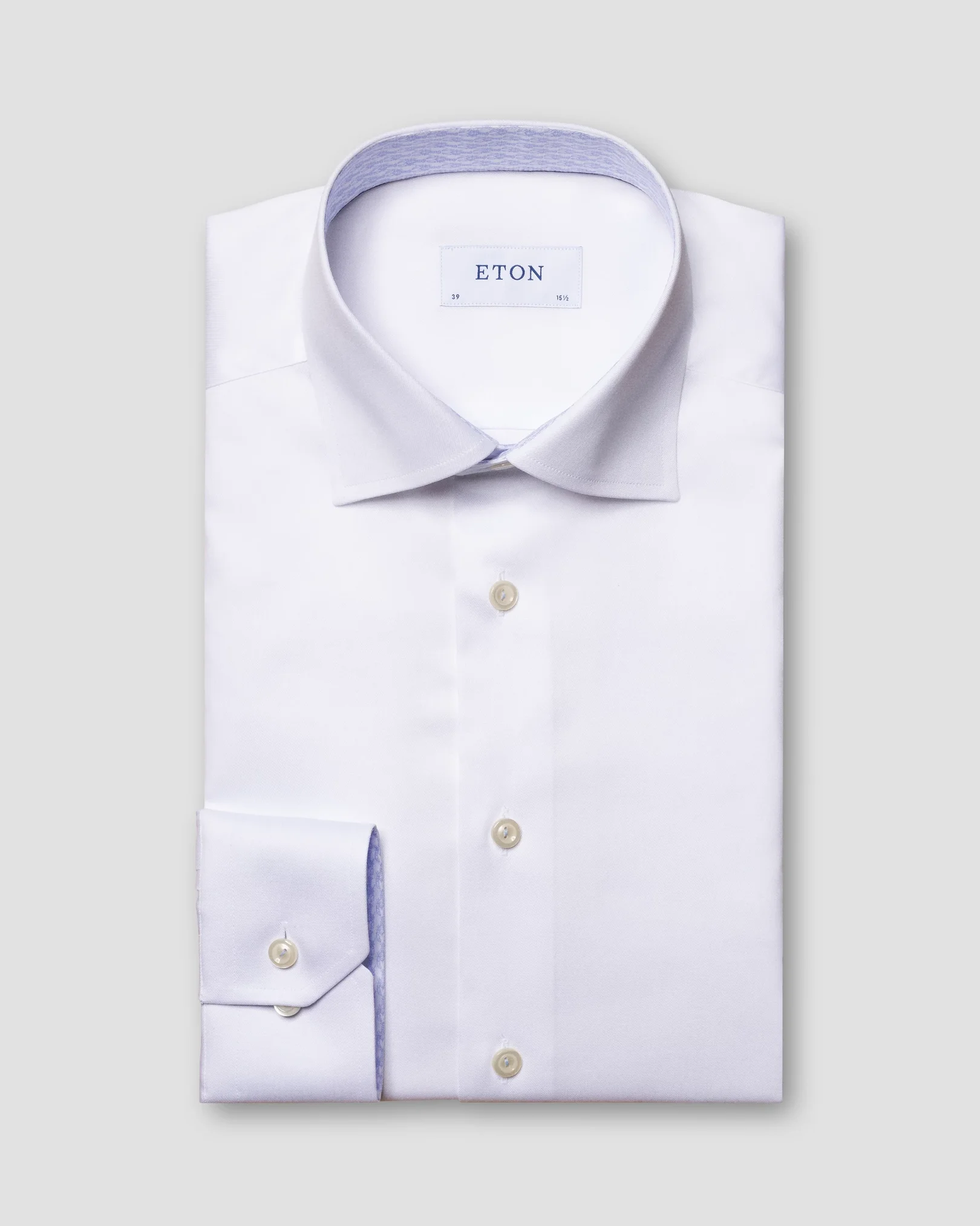 Eton - white signature twill shirt printed details cut away