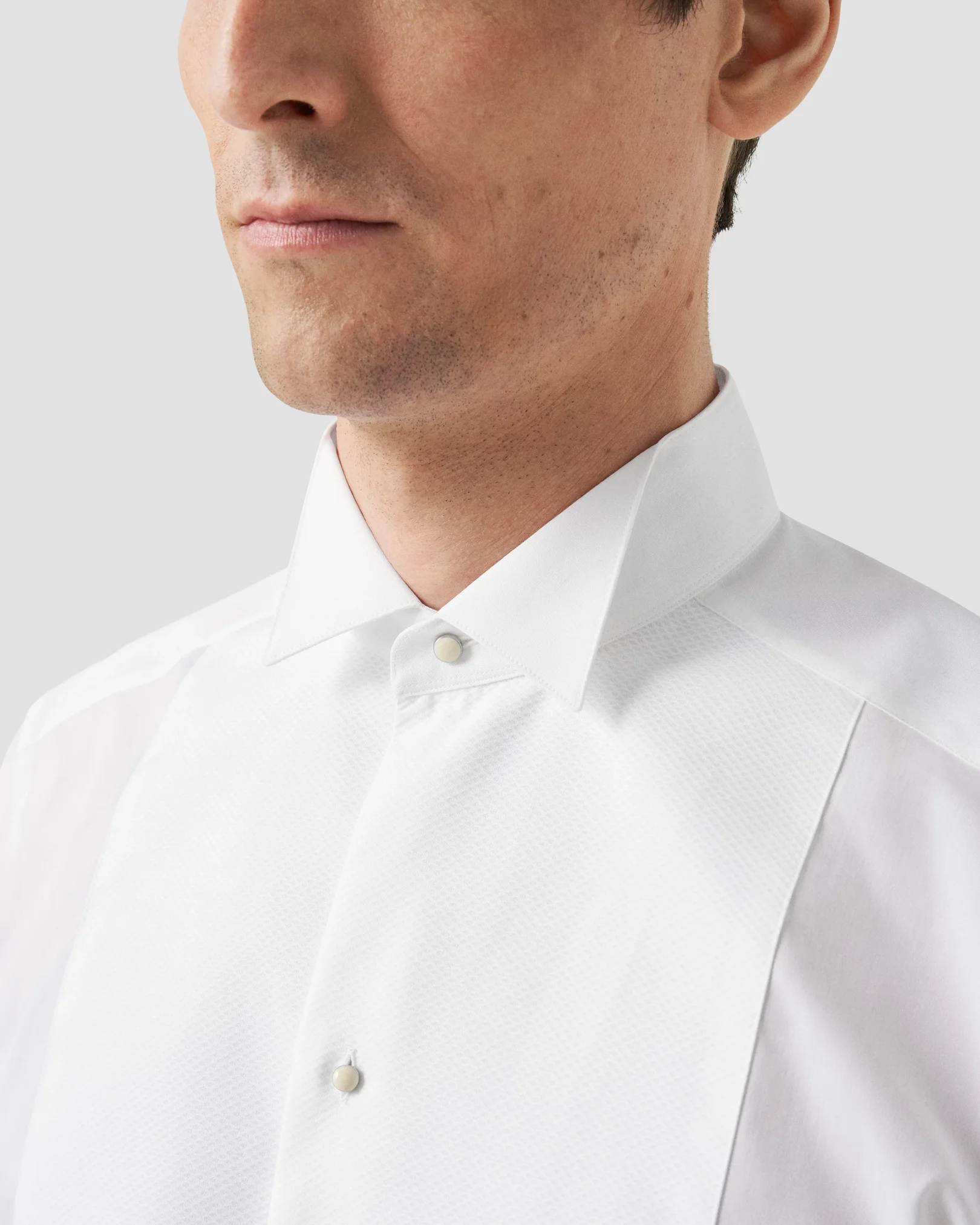 Eton - White Piqué White Tie Shirt