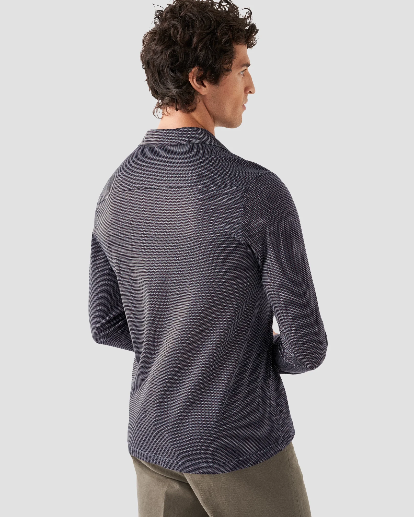 Eton - dark red open collar knitted jersey