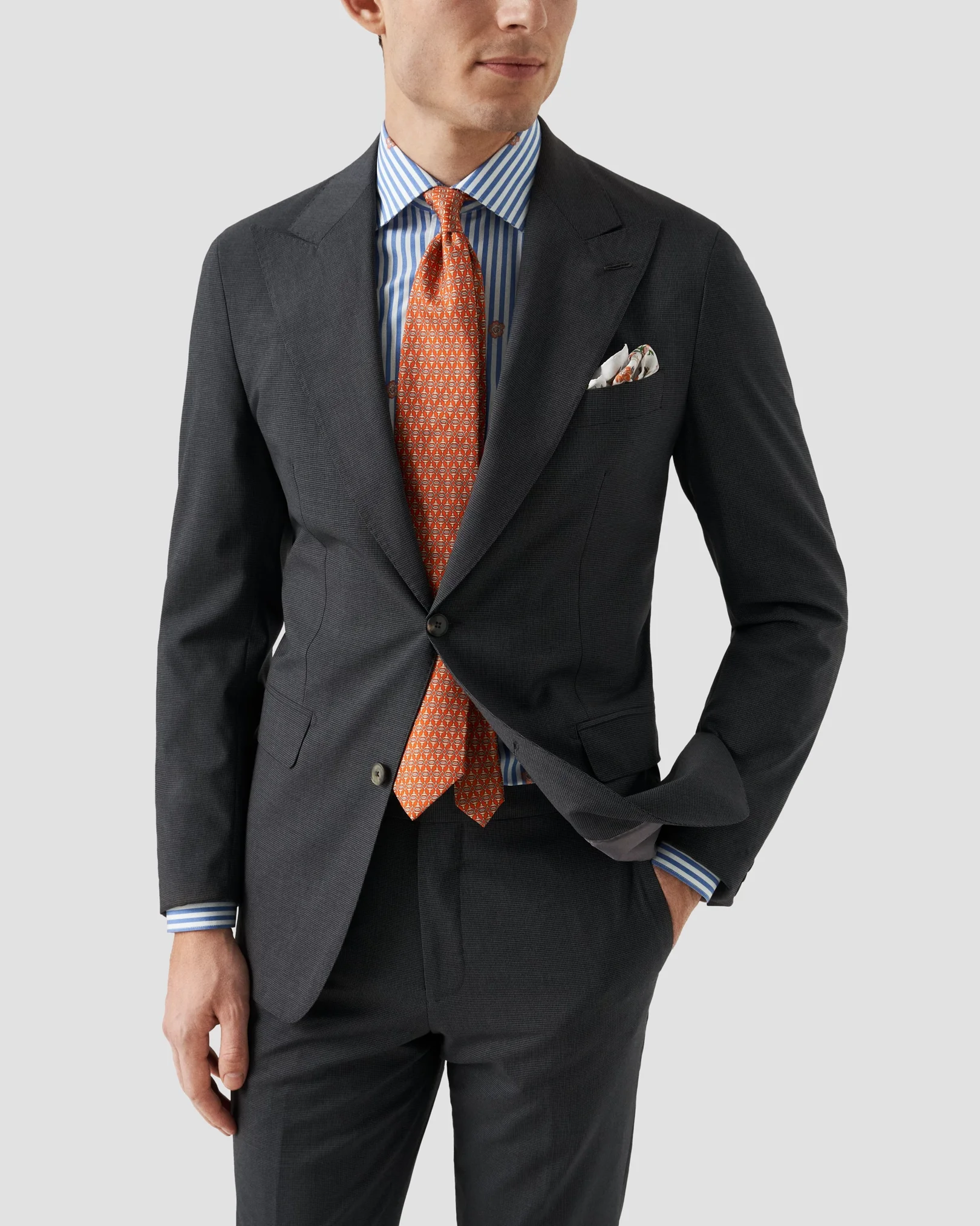 Eton - mid blue medallion striped shirt