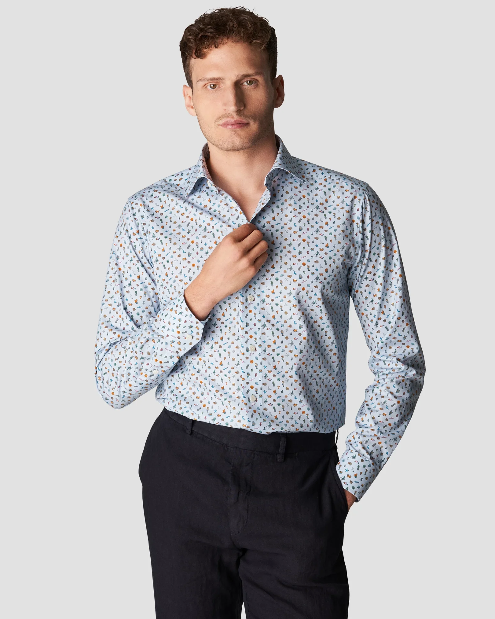 Eton - light blue poplin cutaway