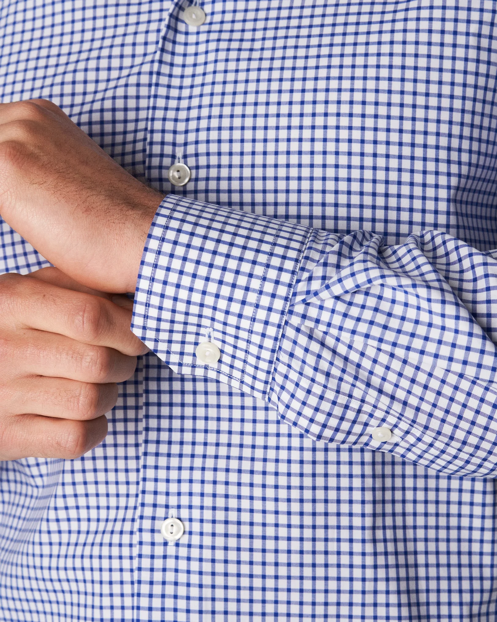 Eton - blue white check stretch shirt