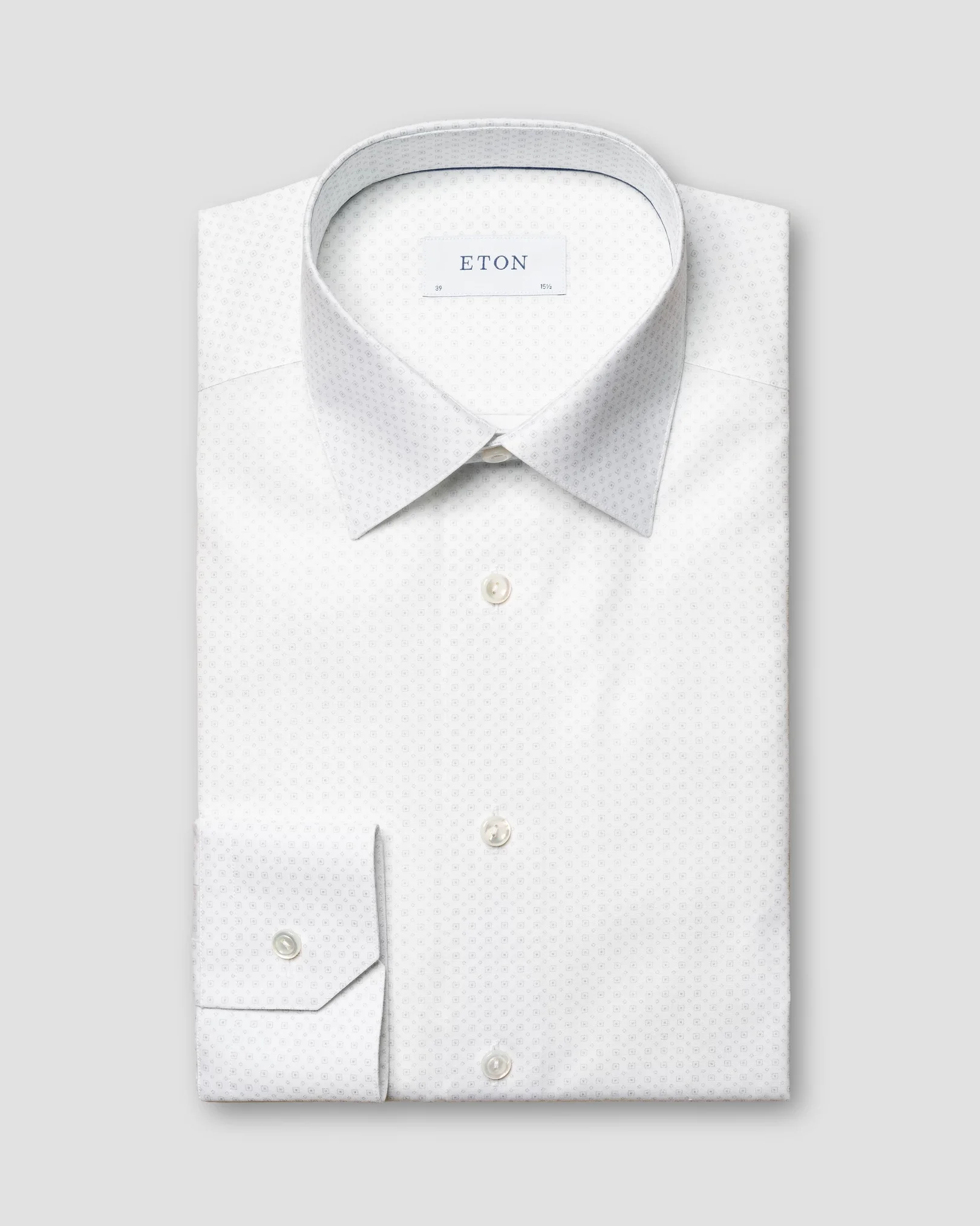 Eton - White Geometric Glitter Print Signature Poplin Shirt