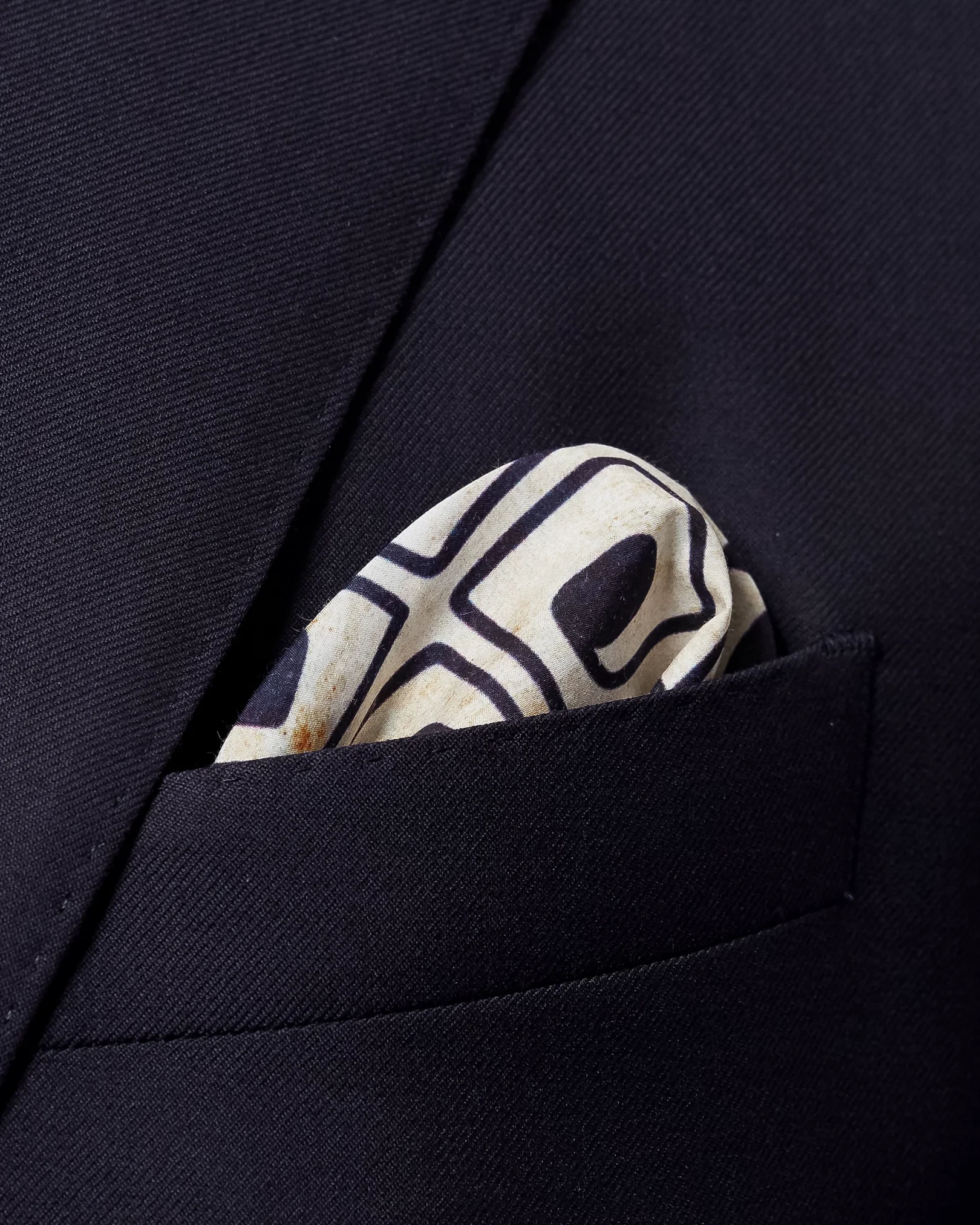 Eton - beige block print pocket square
