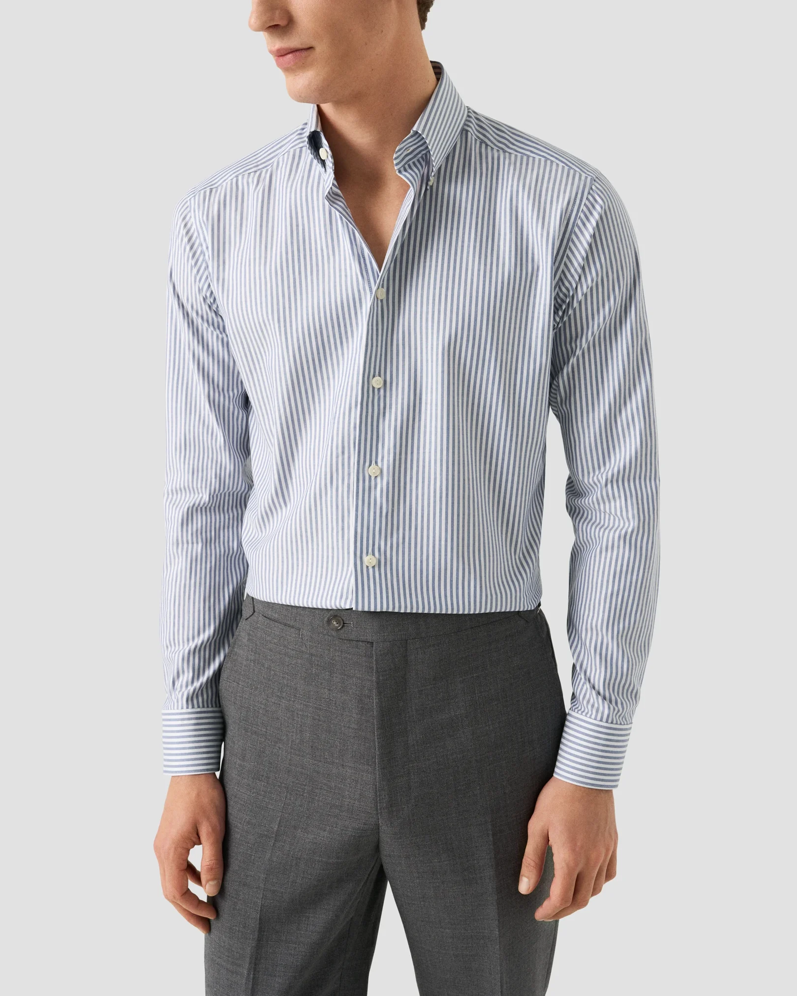 Eton - navy blue stripe signature oxford shirt