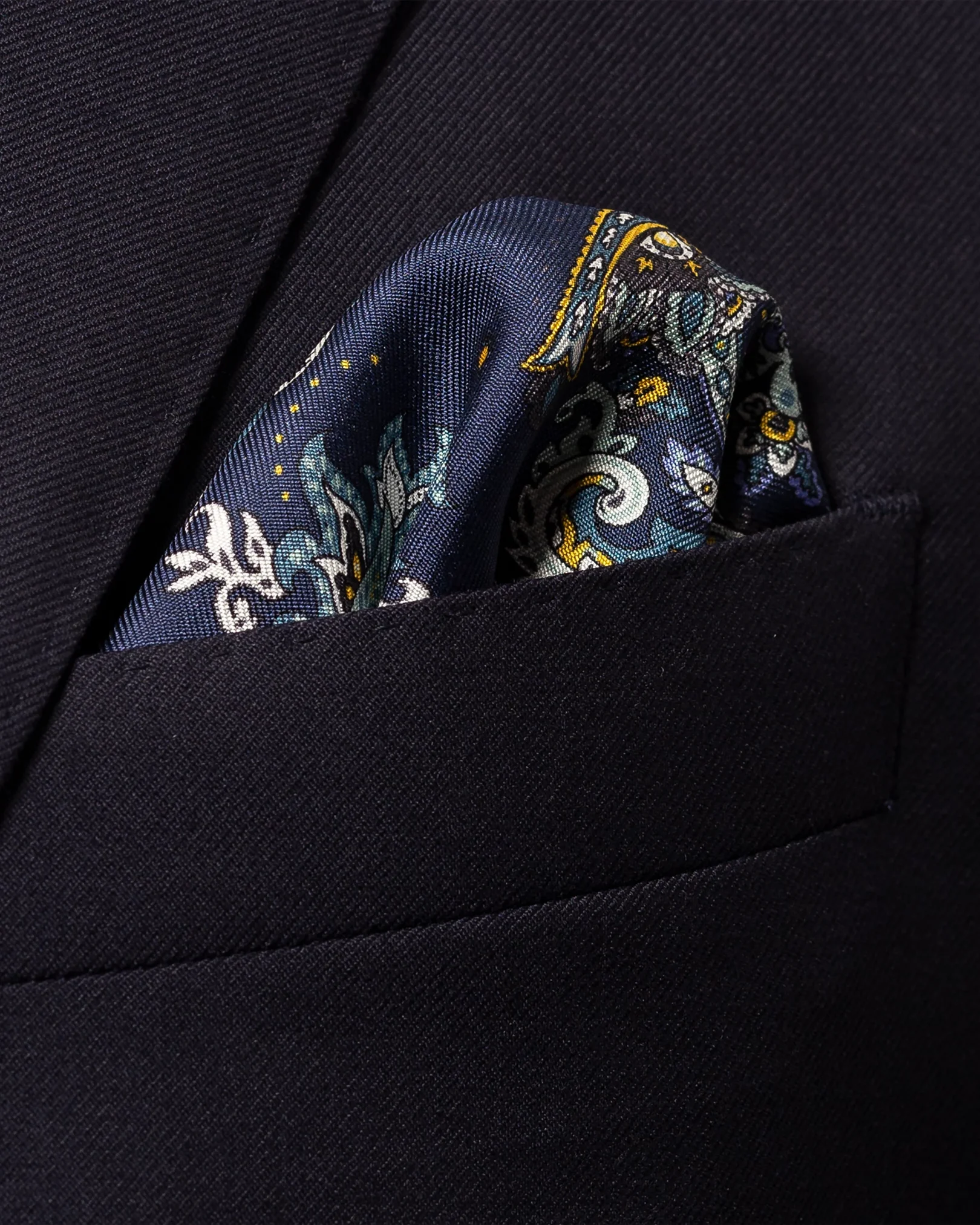 Eton - navy detailed paisley pocket square