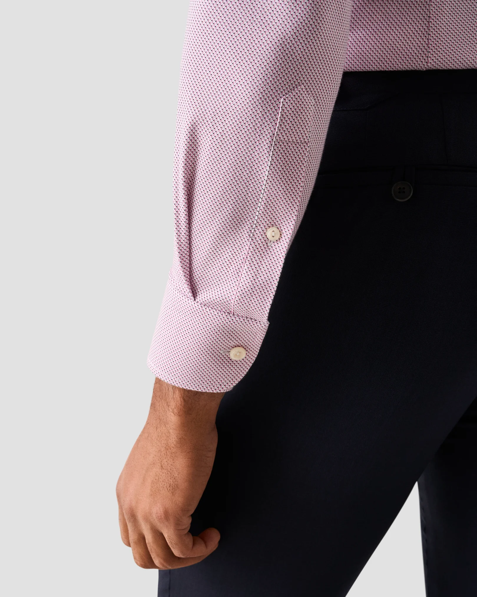 Eton - pink geometric cotton four way stretch shirt