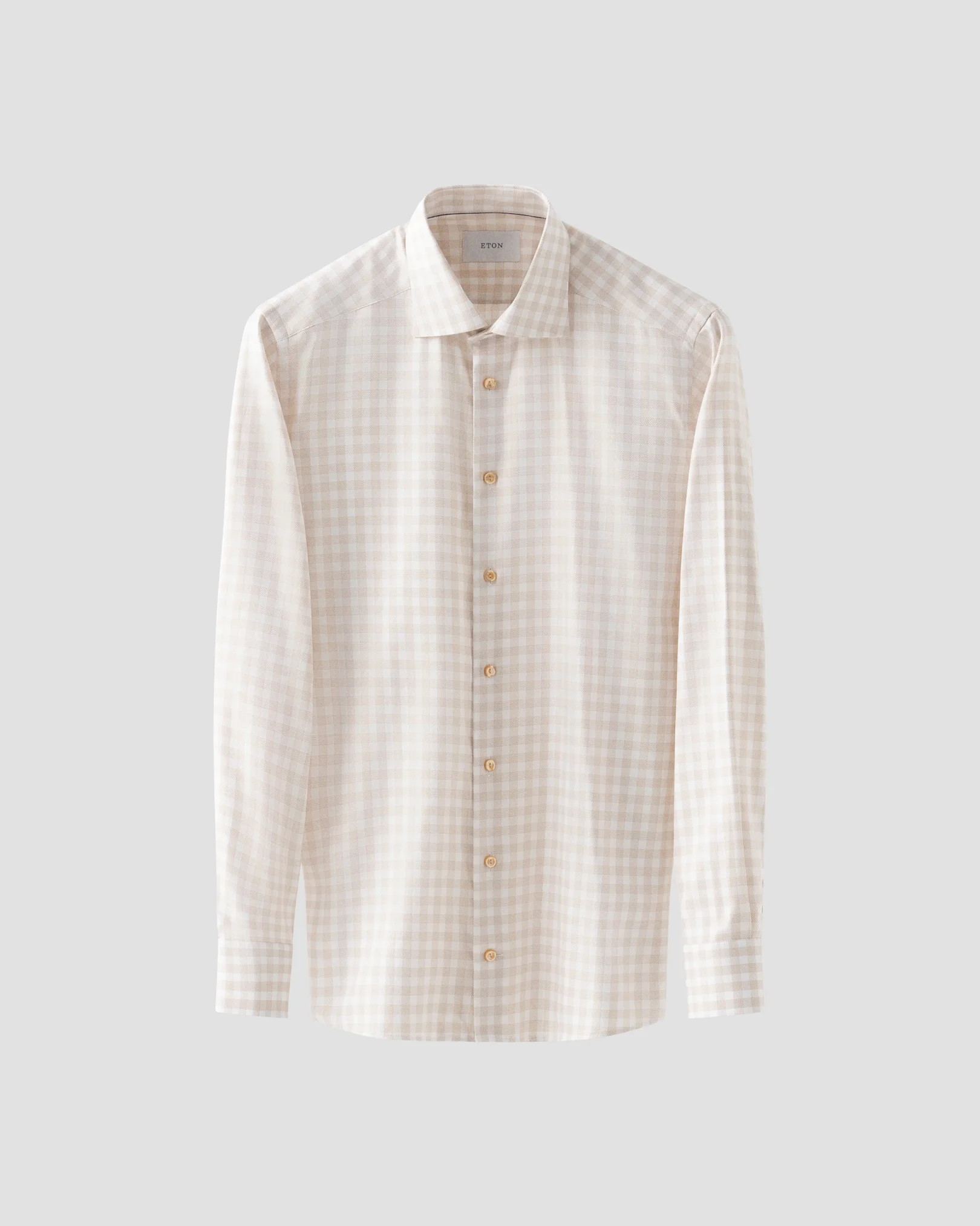 Eton - beige check signature twill shirt