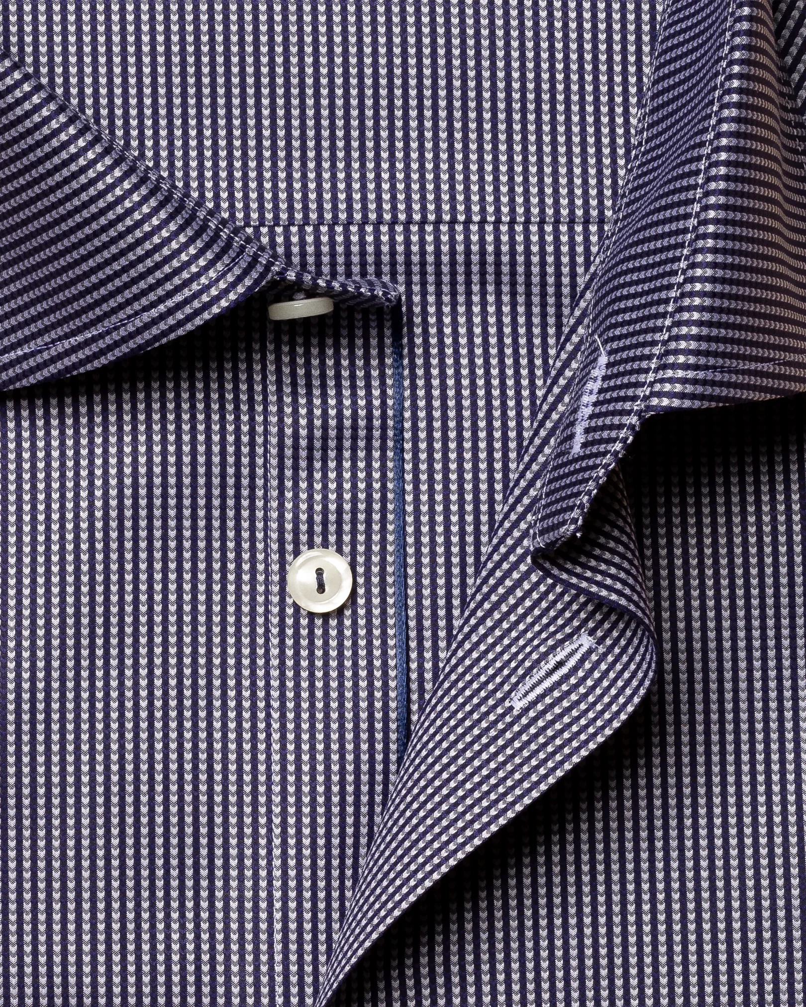 Eton - navy herringbone pique shirt