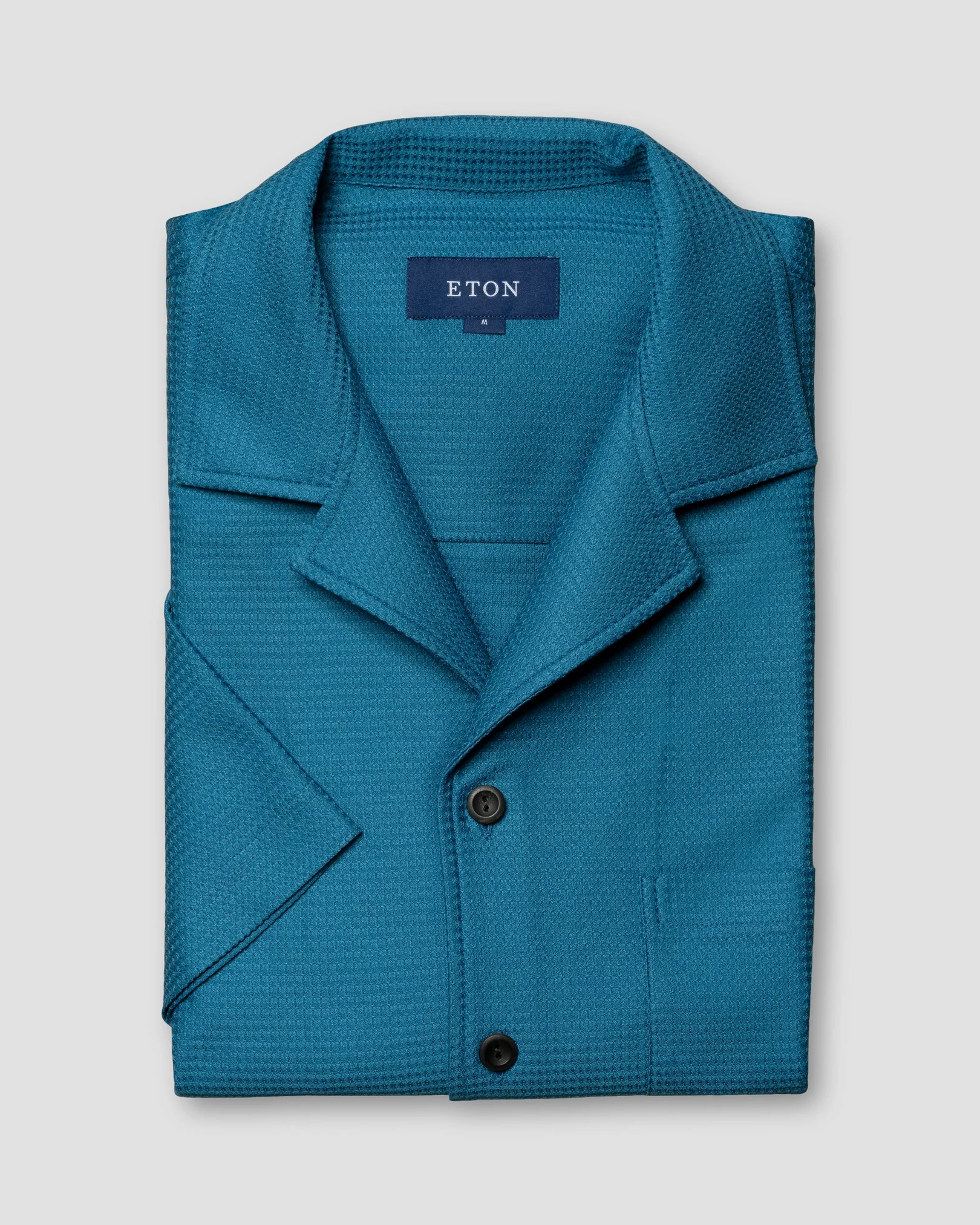 Eton - Blue Filo di Scozia Jacquard Resort Shirt