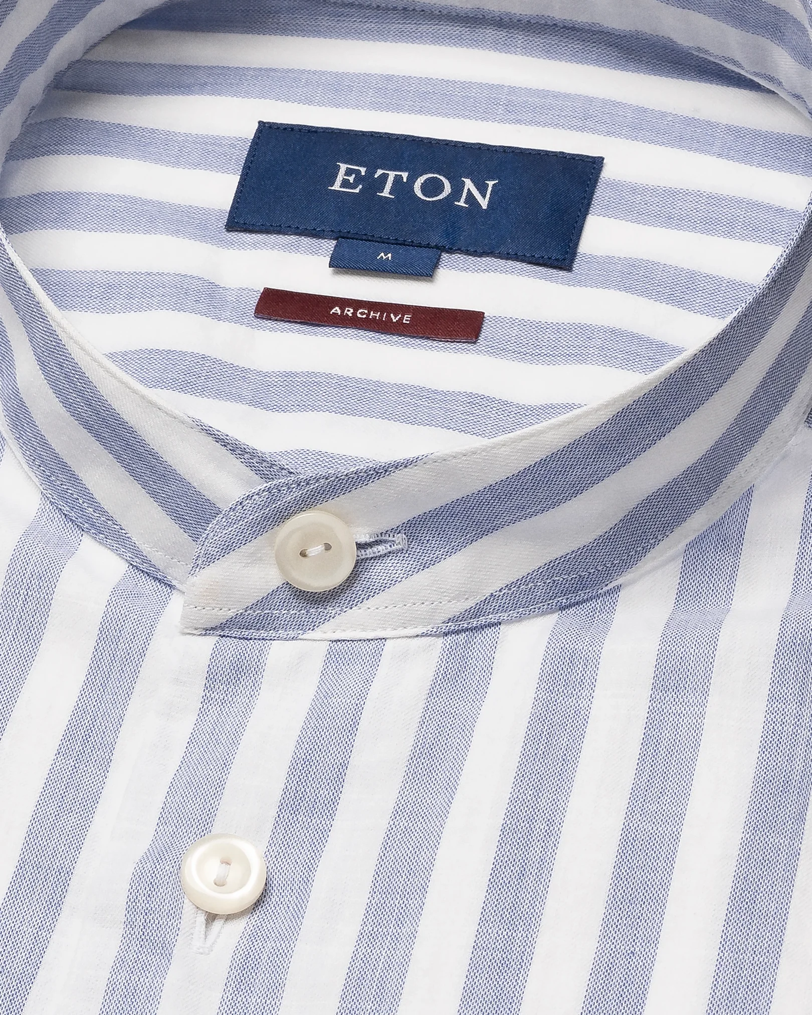 Eton - dark blue soft twill band collar shirt