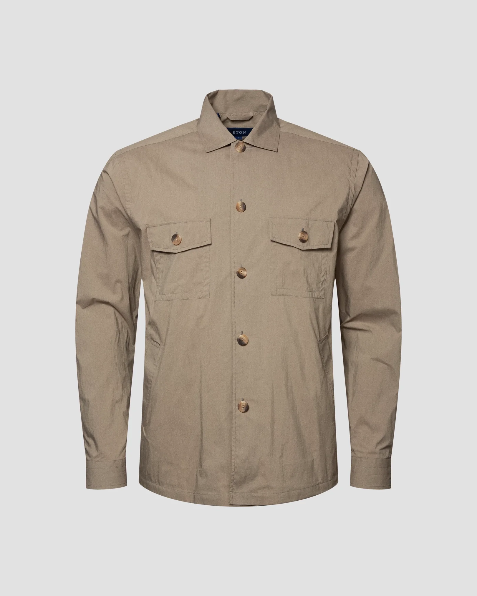 Eton - dark brown cotton and nylon overshirt