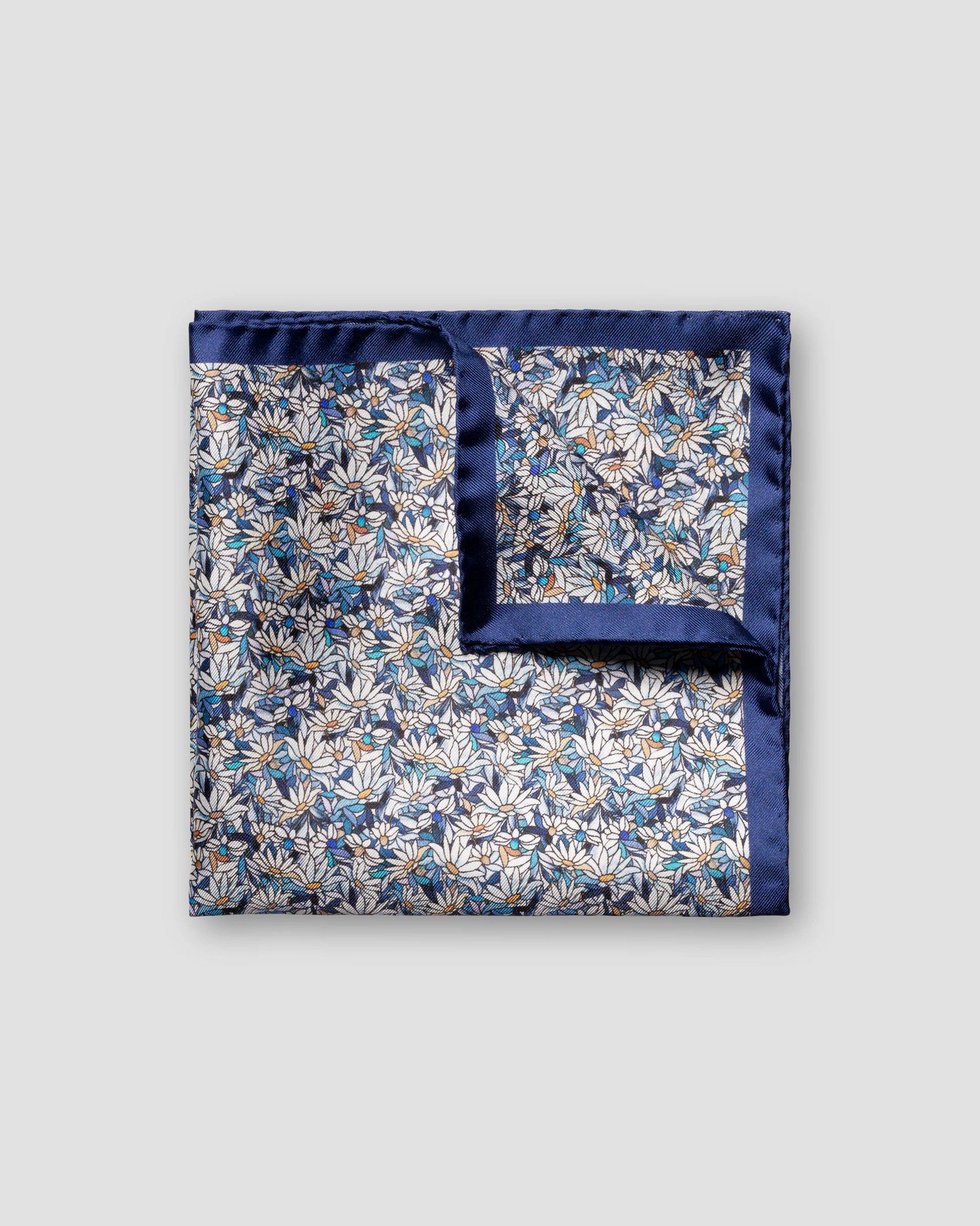 Eton - blue stained glass print silk pcket square