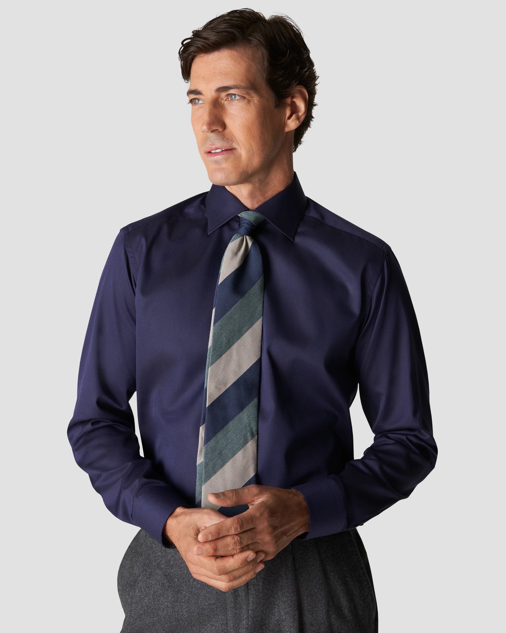 Eton - navy blue signature twill contrast