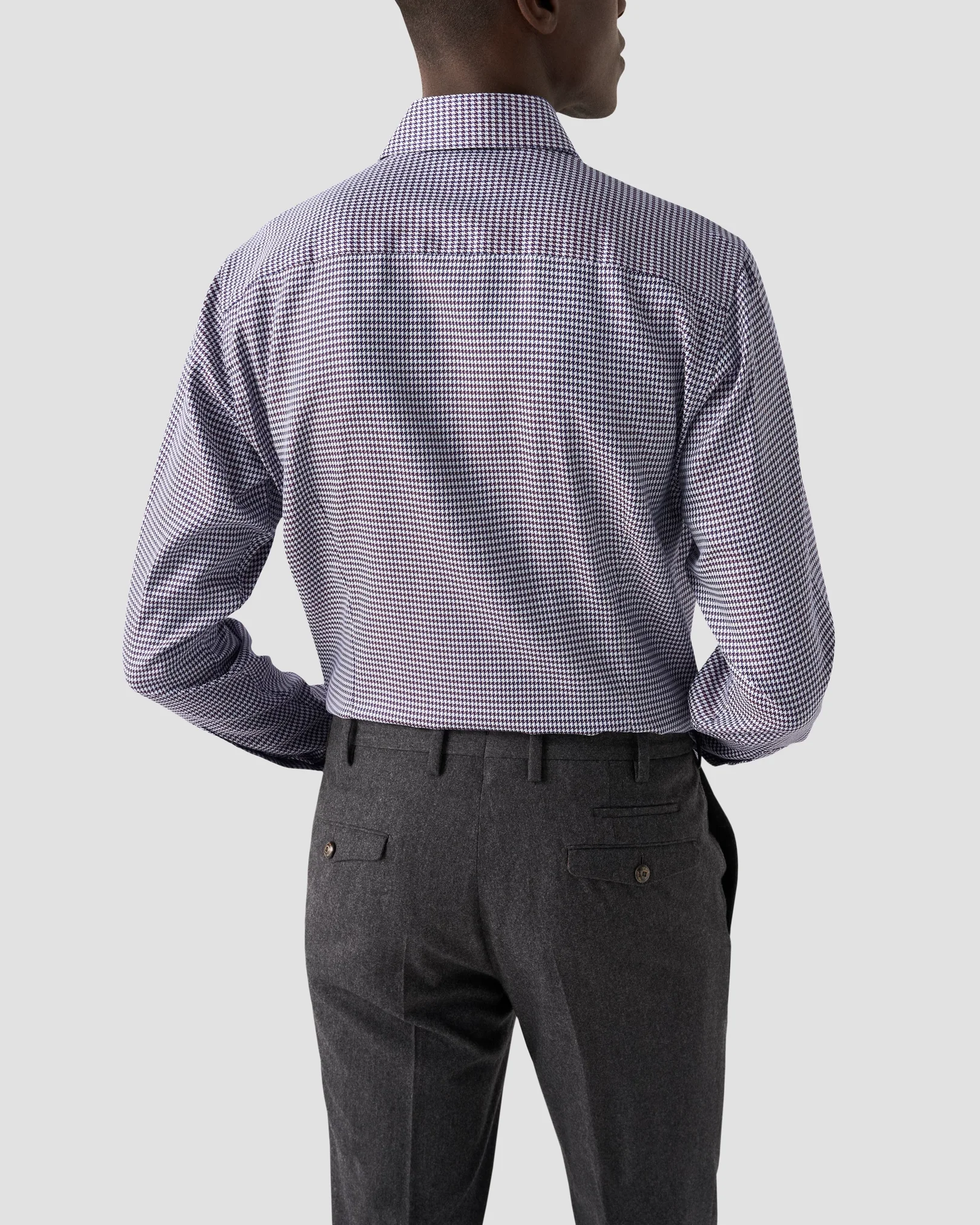 Eton - dark red houndstooth twill