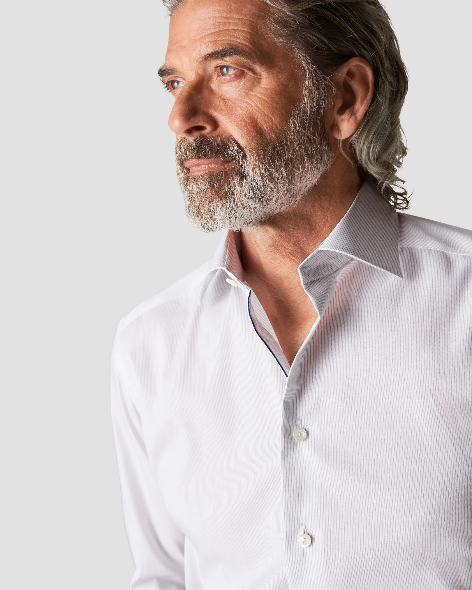 Eton - light green twill hairline shirt