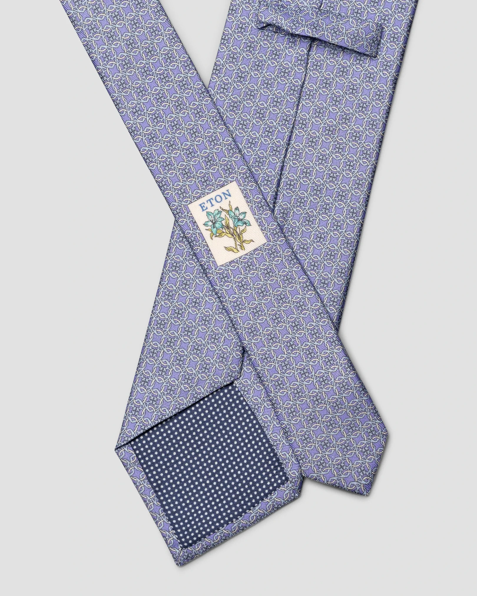 Eton - geometric print silk tie purple