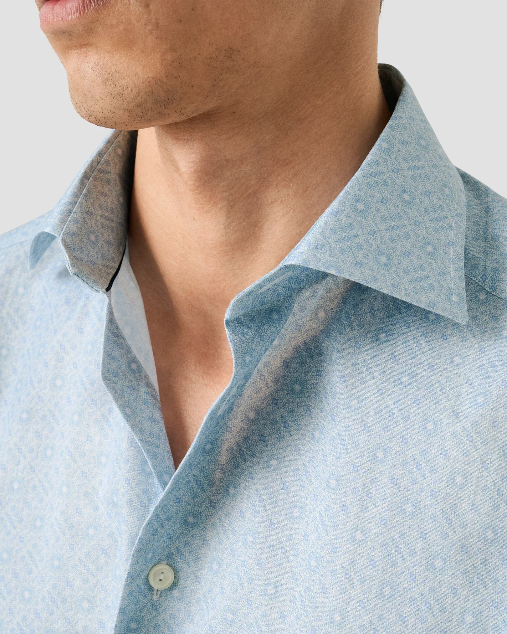 Eton - blue geometric signature twill shirt