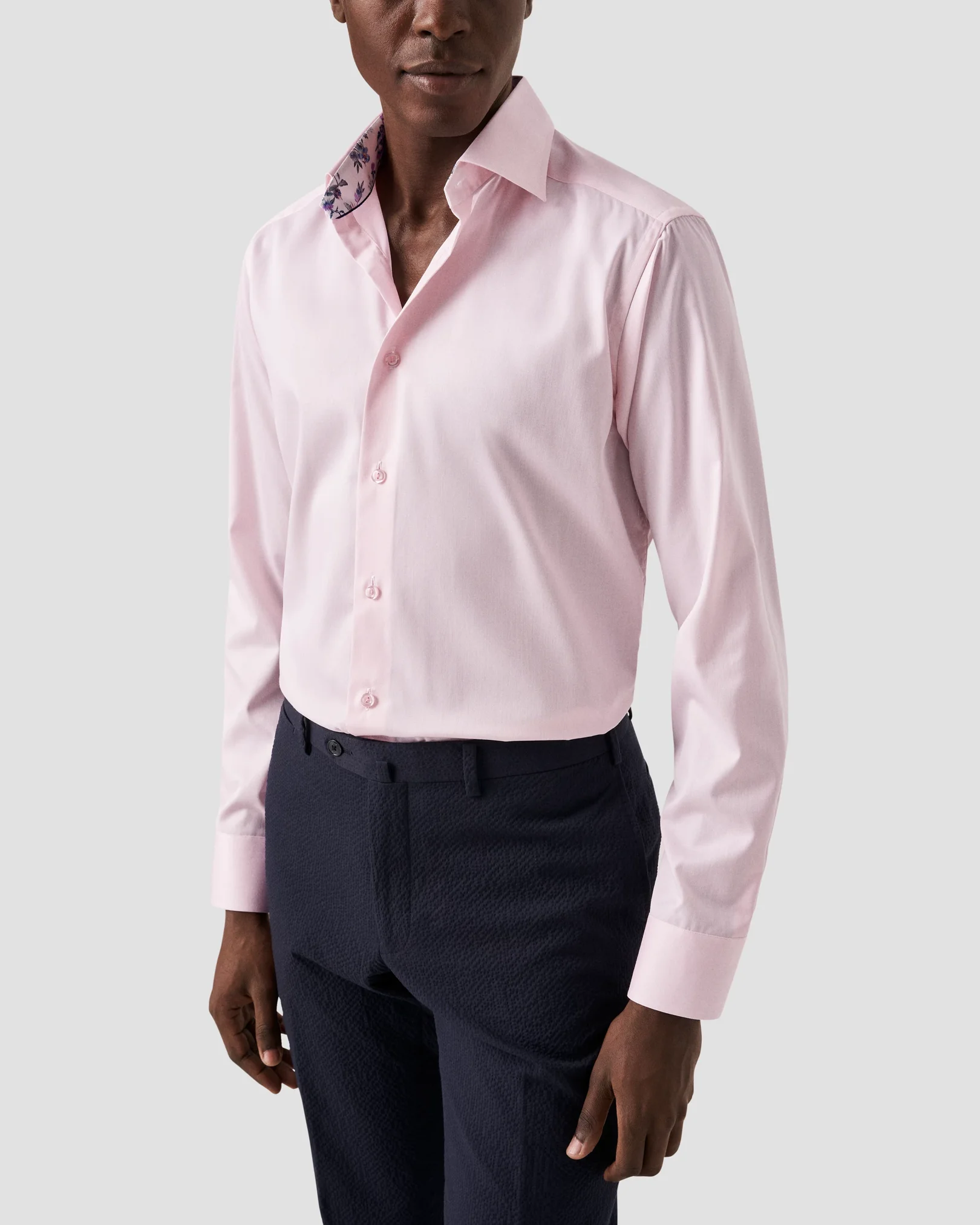 Eton - pink floral detail shirt