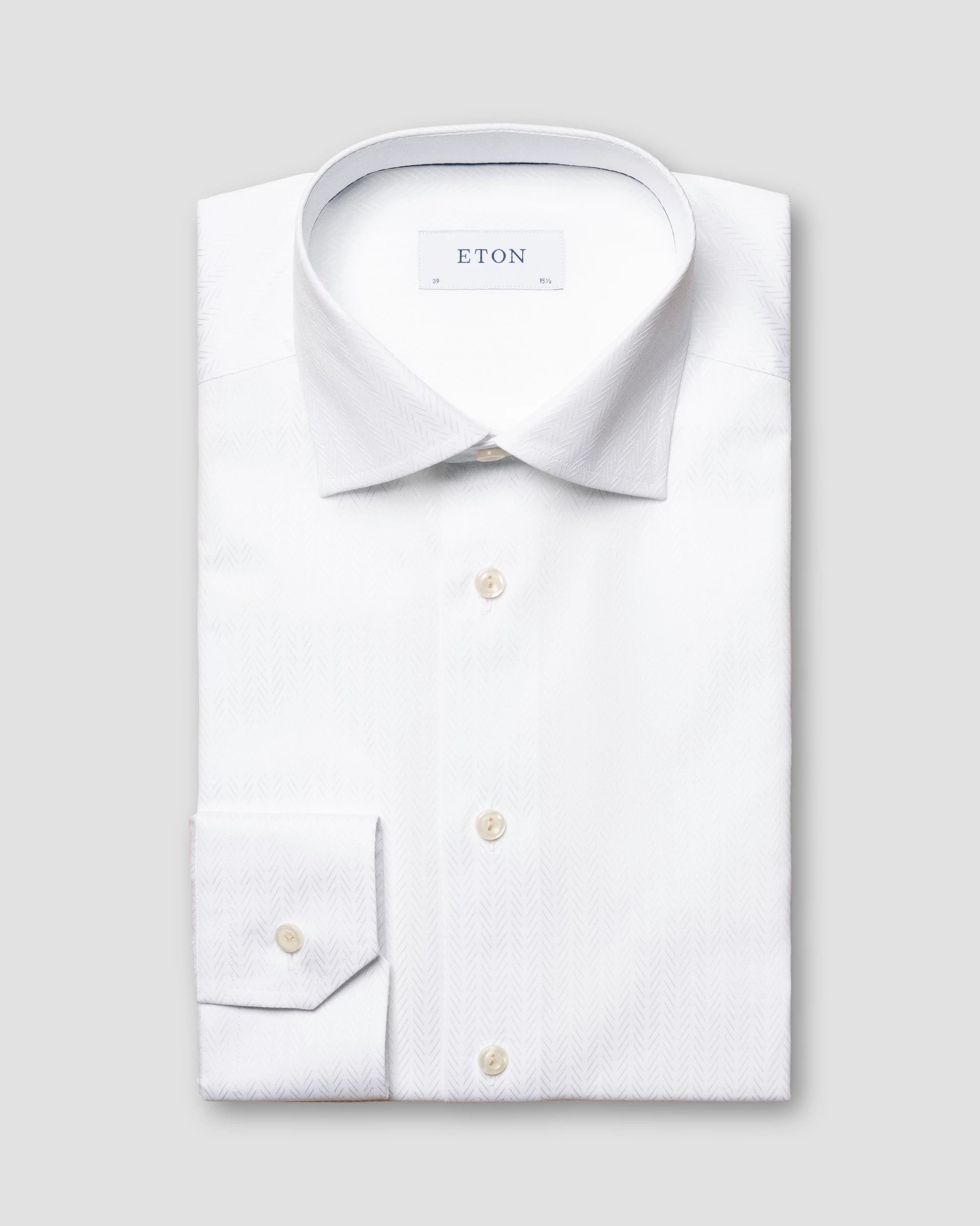 Eton - white textured herringbone shirt
