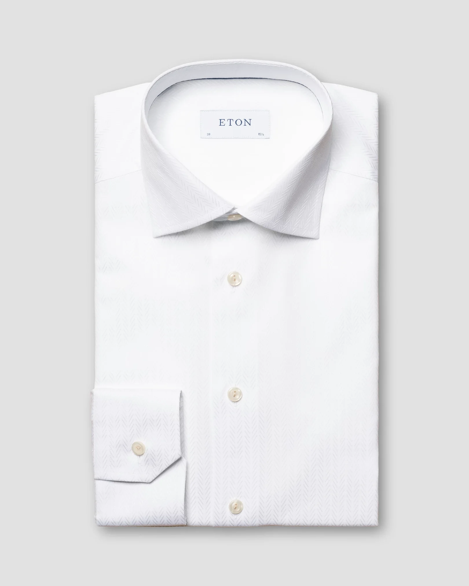 Eton - white textured herringbone shirt