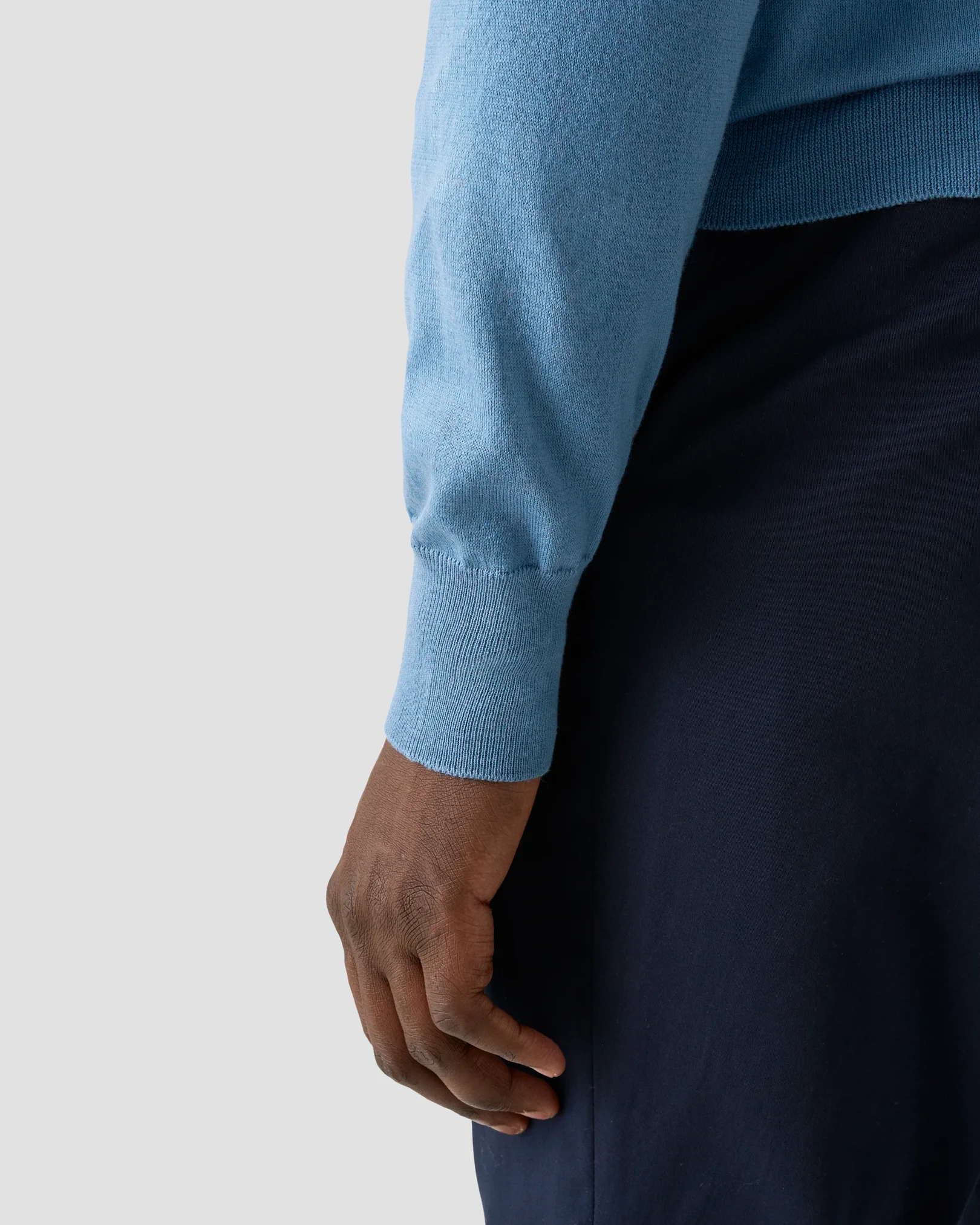 Eton - dark blue cotton cashmere fine knit polo shirt