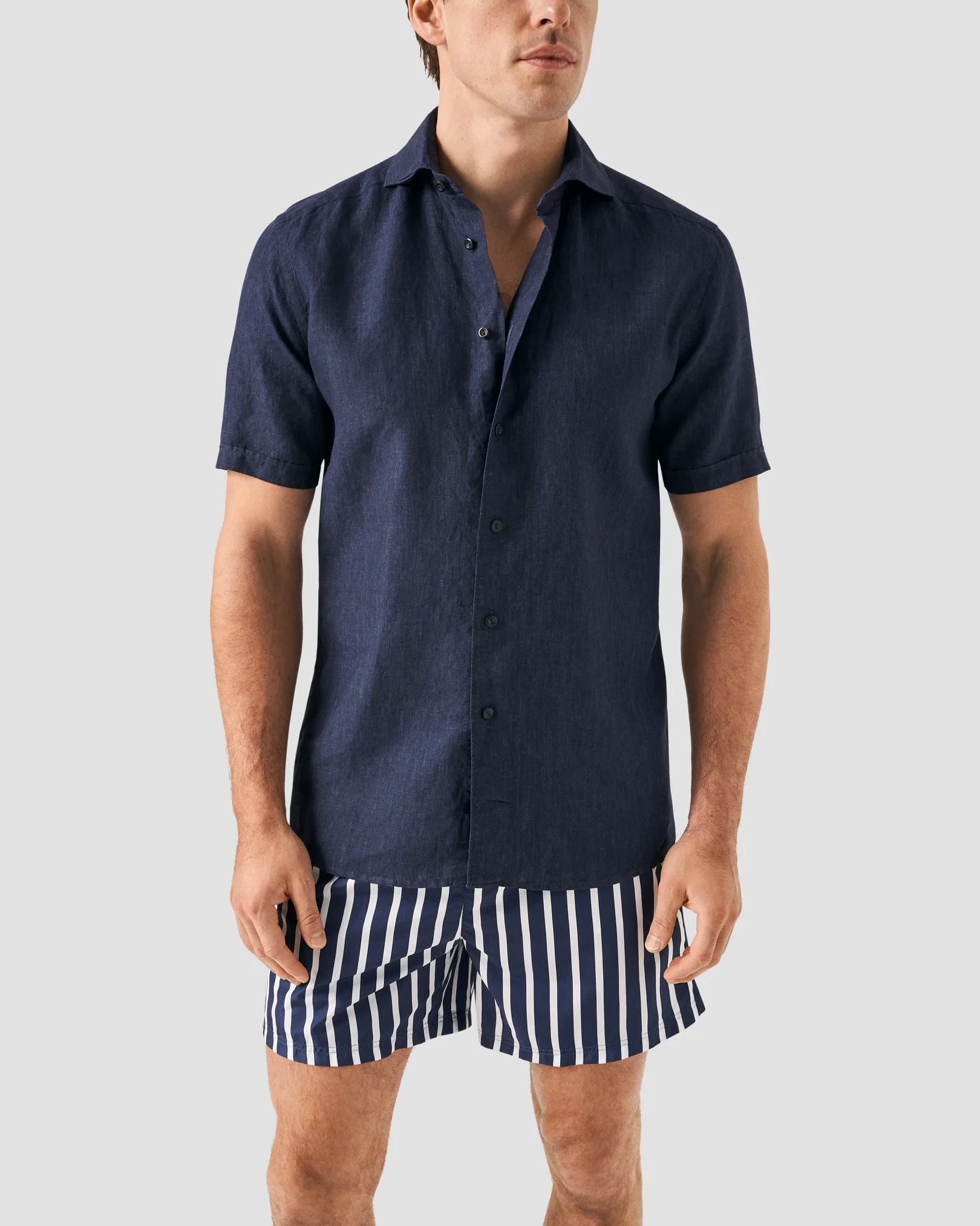 Eton - dark blue striped swim shorts