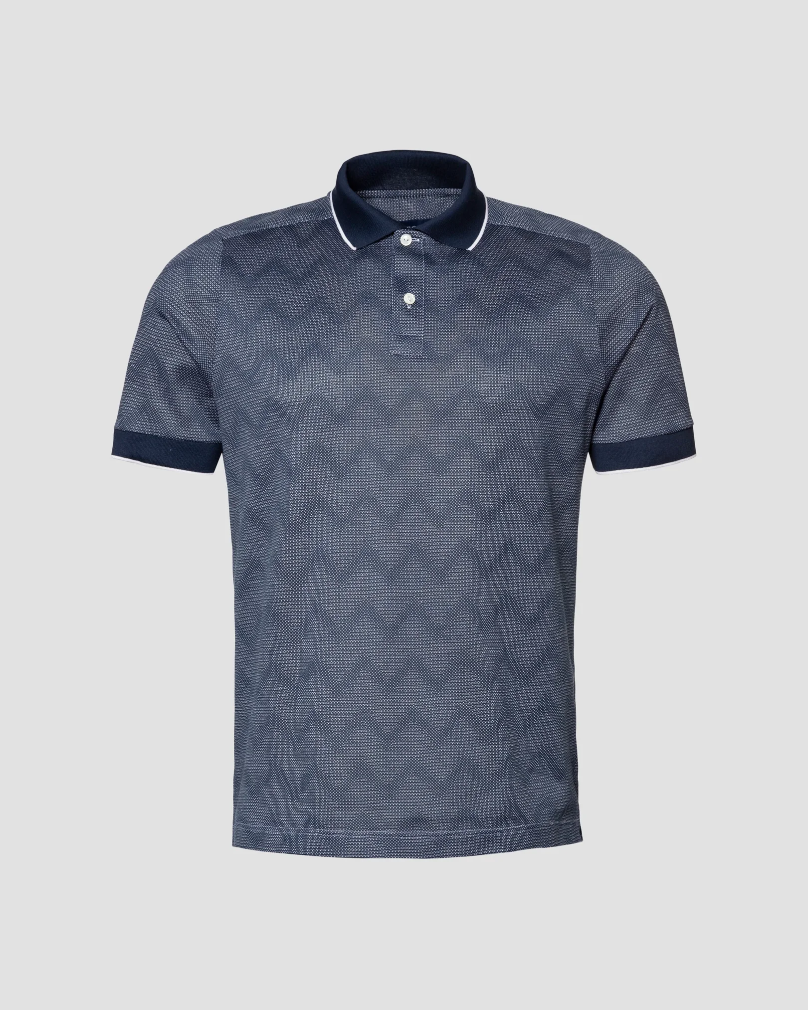 Eton - dark blue knit jacquard short sleeve