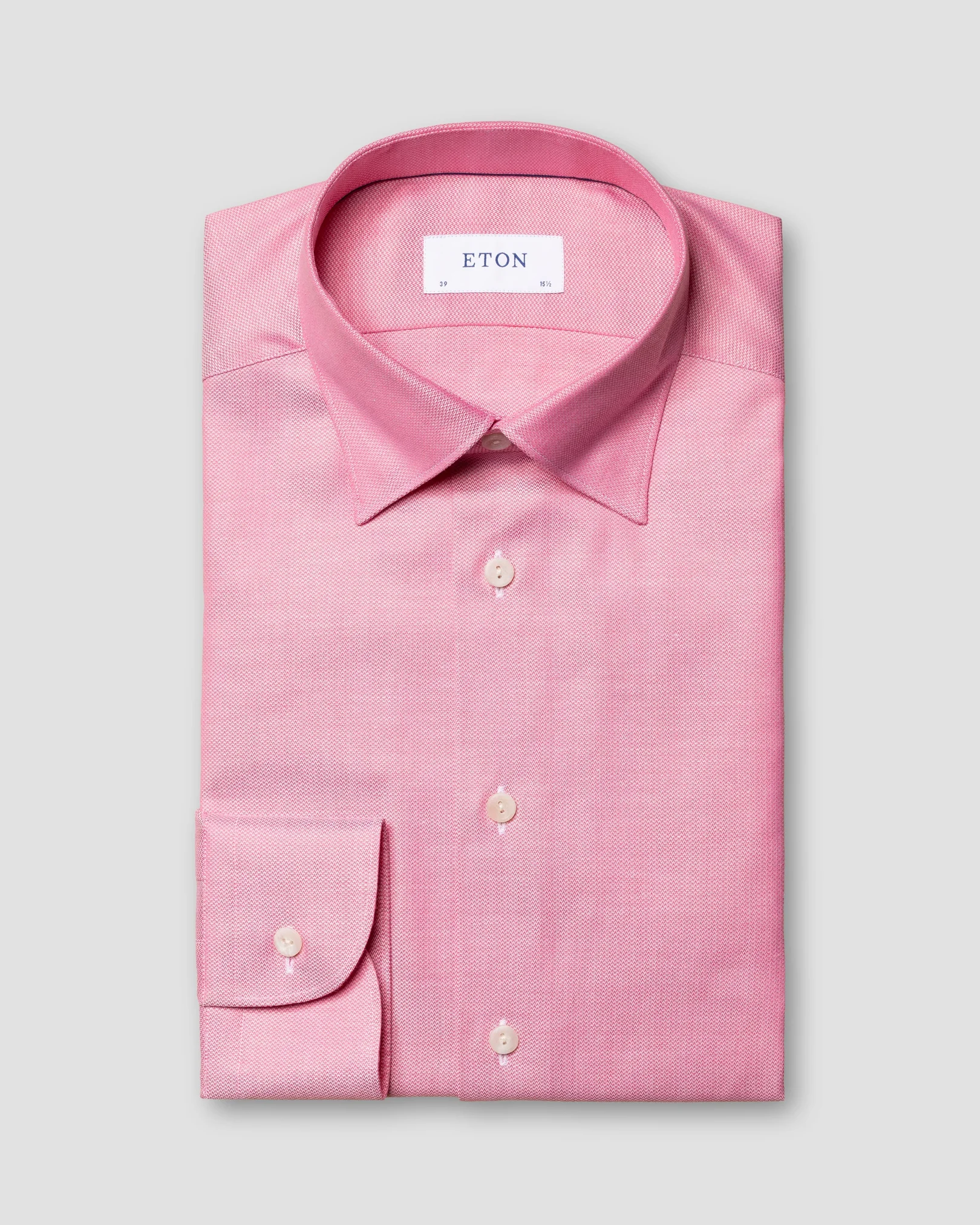 Eton - red cotton lyocell stretch knit effect shirt