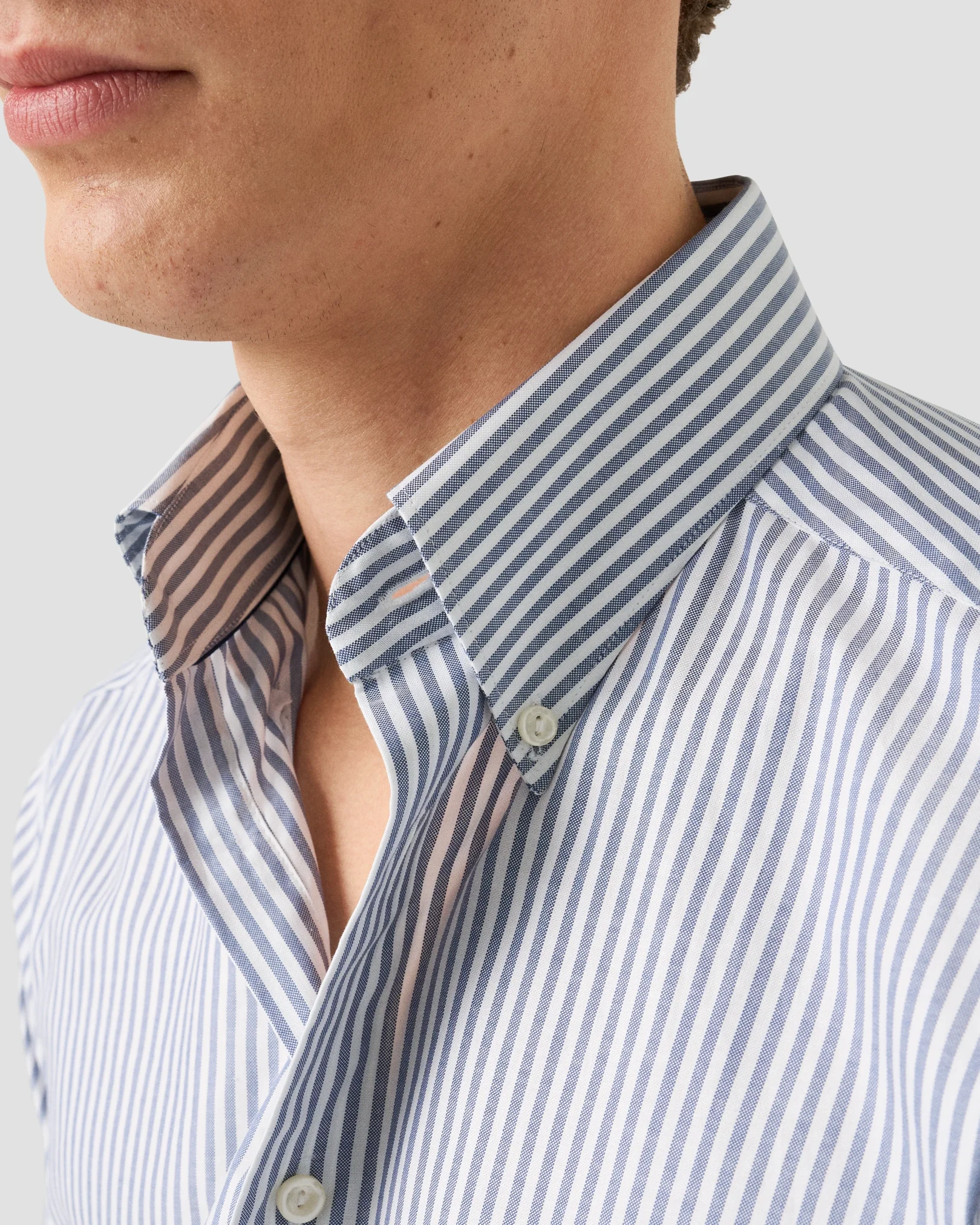 Eton - navy blue stripe signature oxford shirt