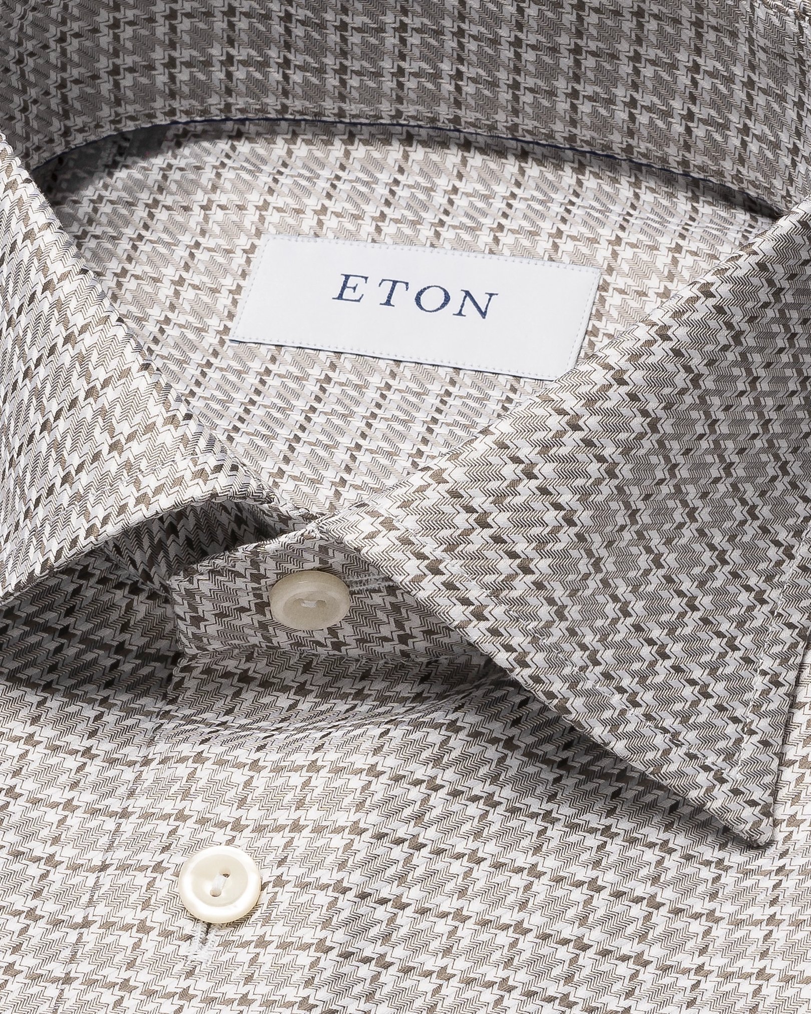 Eton - mid grey checked textured twill