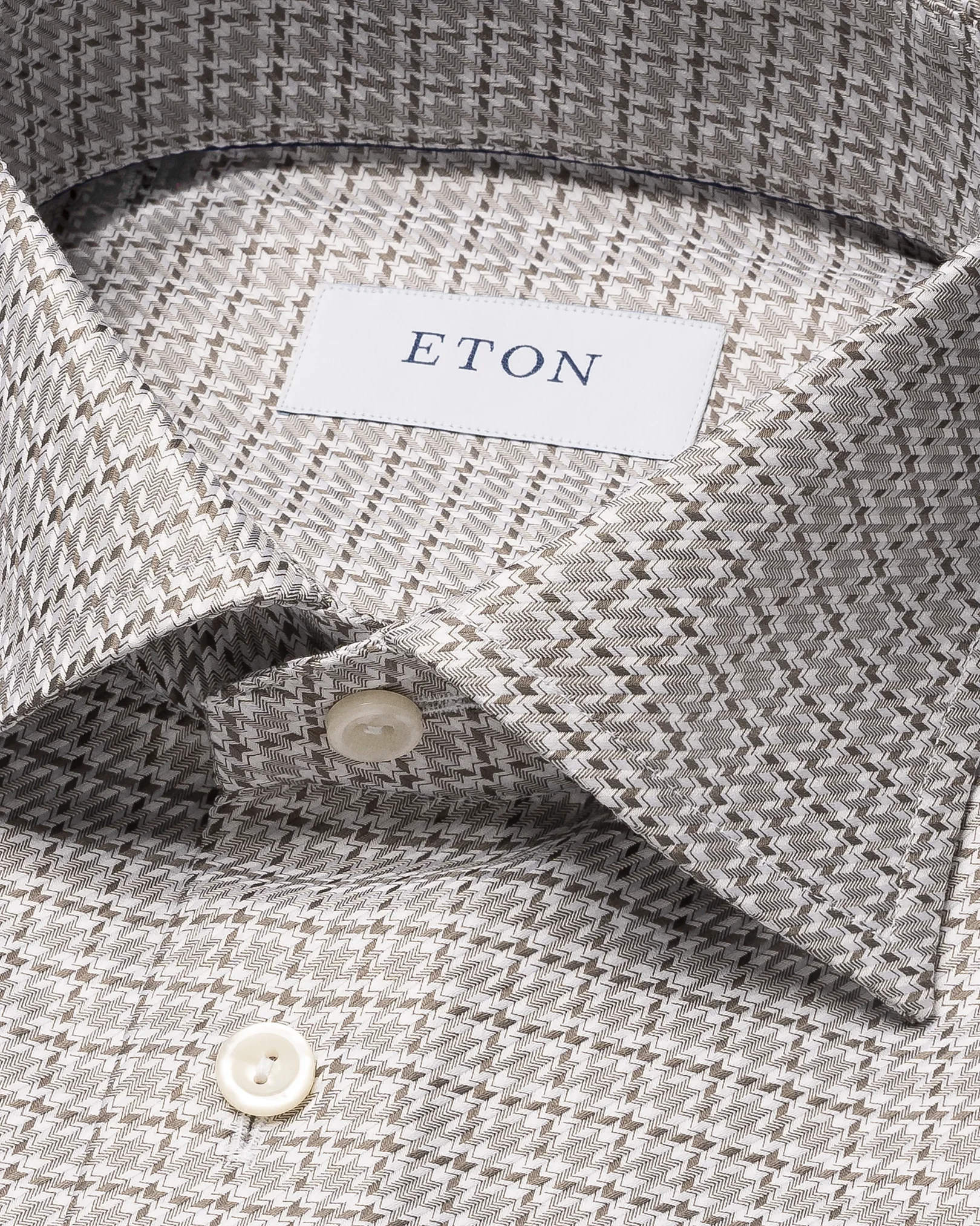 Eton - mid grey checked textured twill