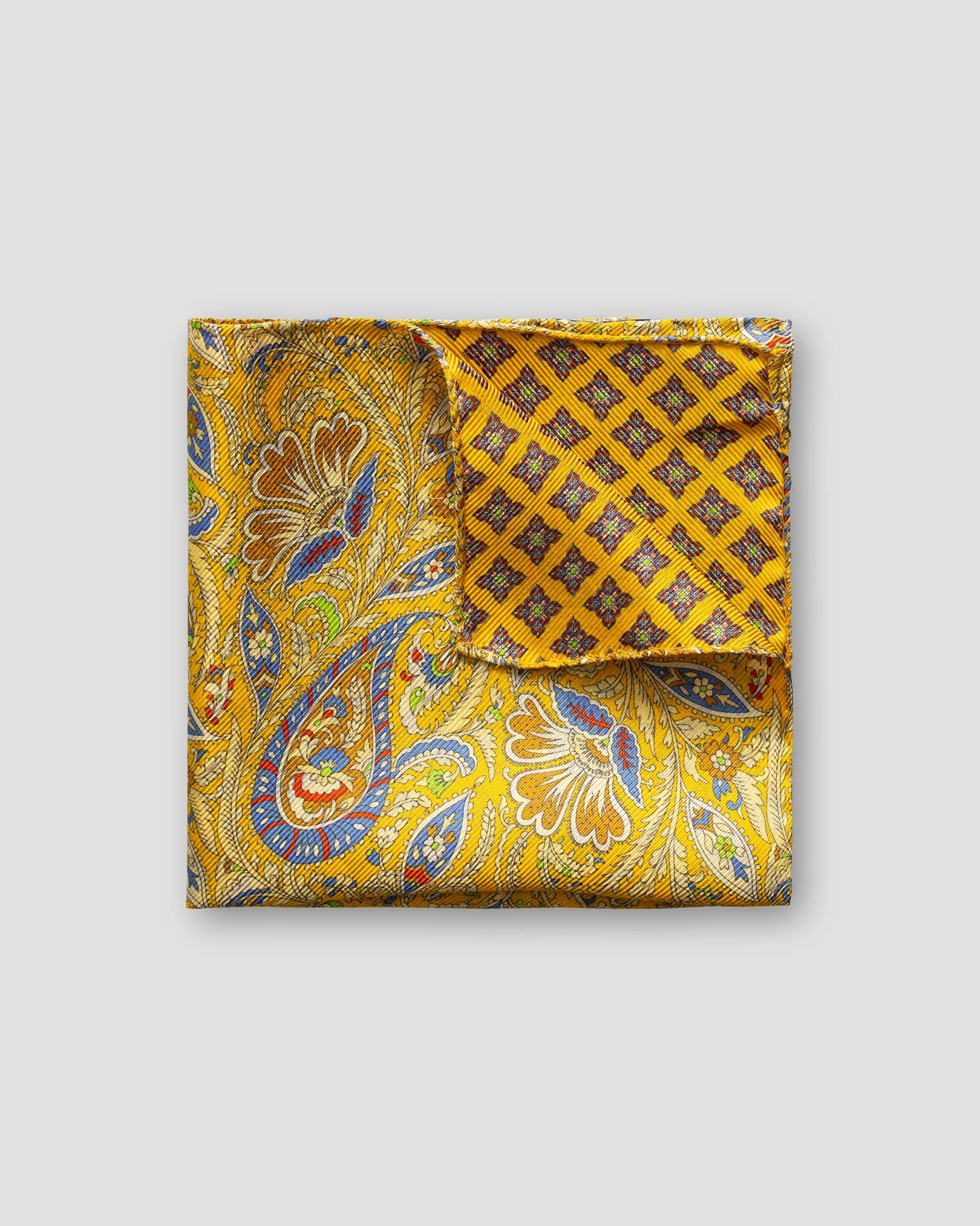 Eton - yellow double print pocket square