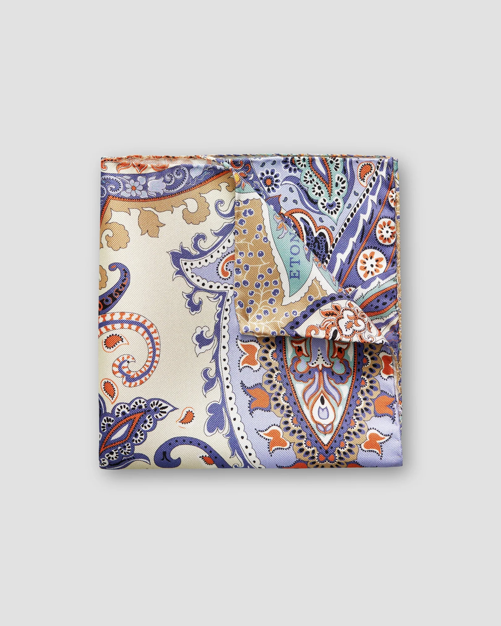 Eton - brown blue paisley pocket square