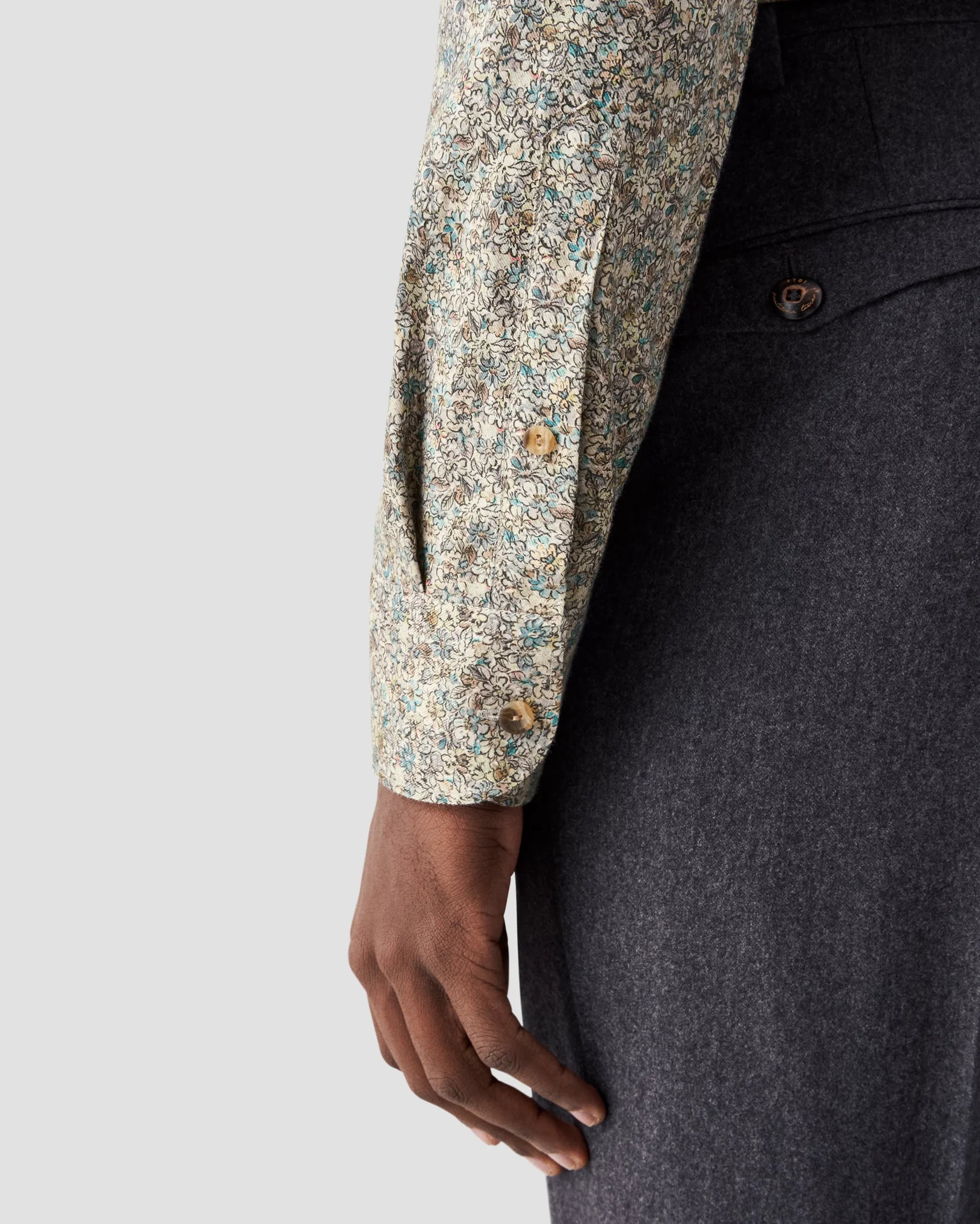 Eton - beige floral signature twill shirt