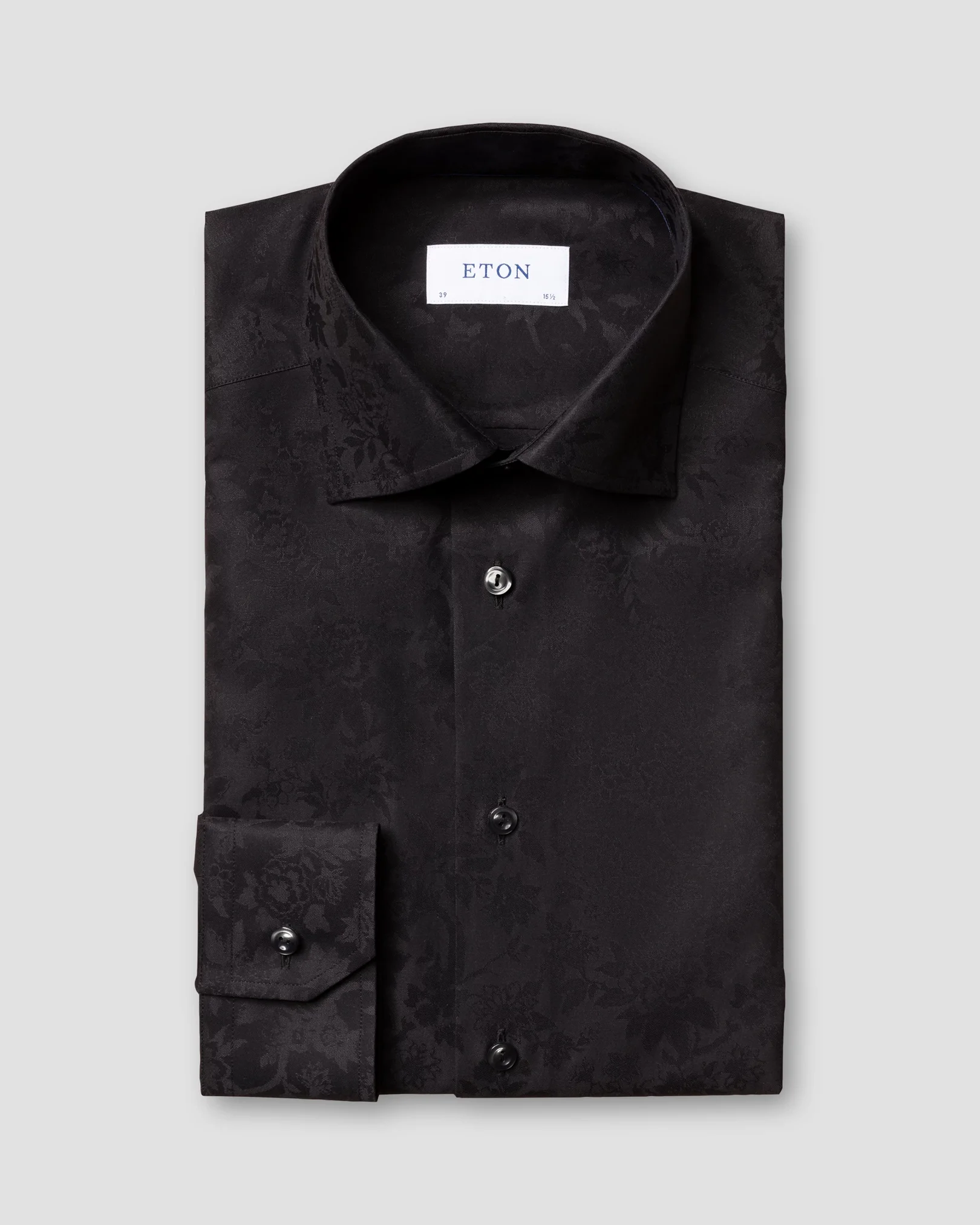 Eton - black floral jacquard shirt cut away single