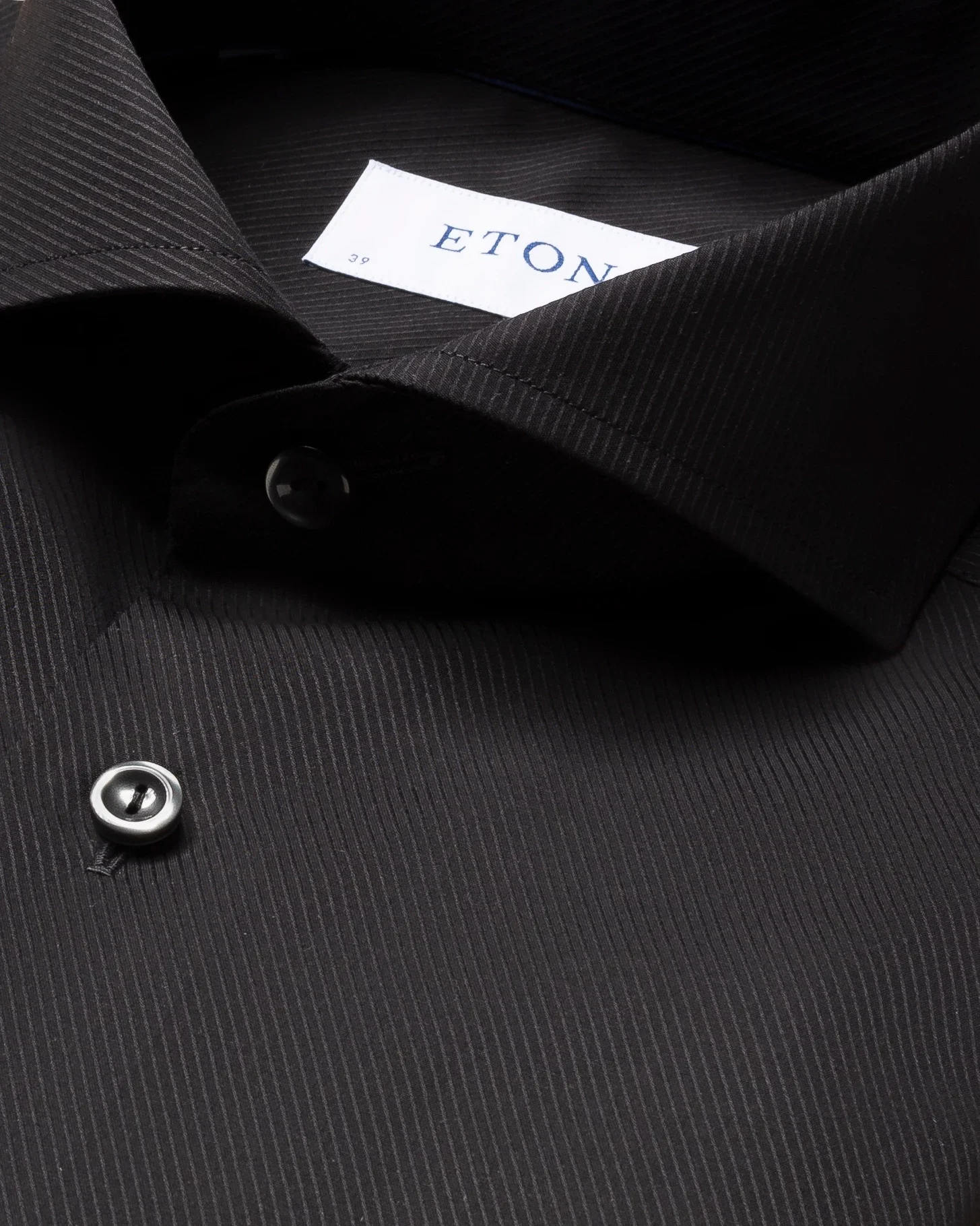 Eton - black diagonal twill shirt extreme cut away
