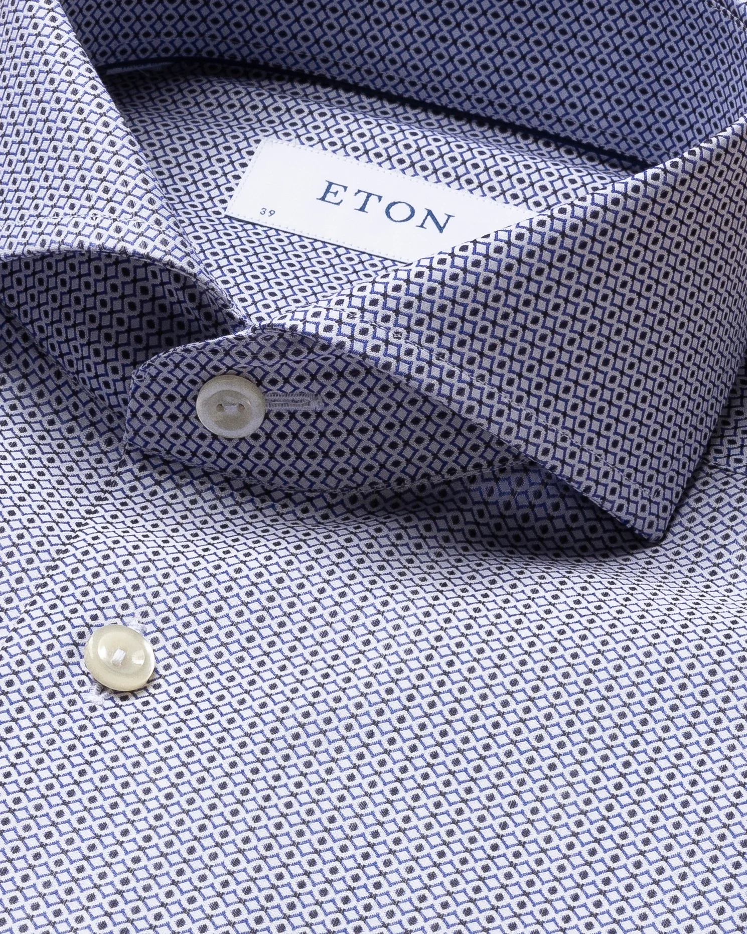 Eton - dark blue brocade shirt extreme cut away