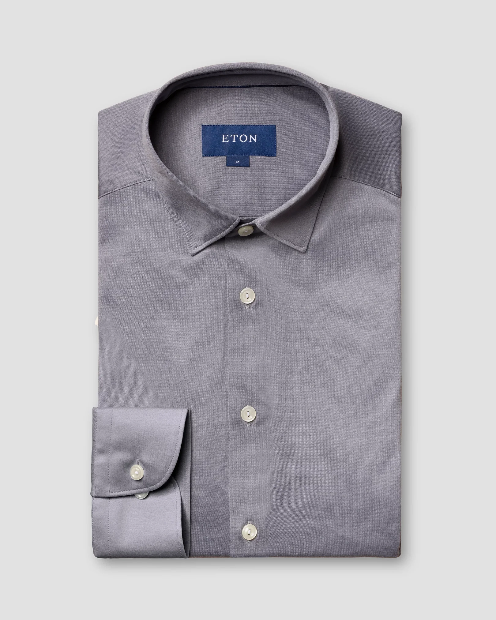 Eton - mid grey jersey pointed single rounded slim jersey