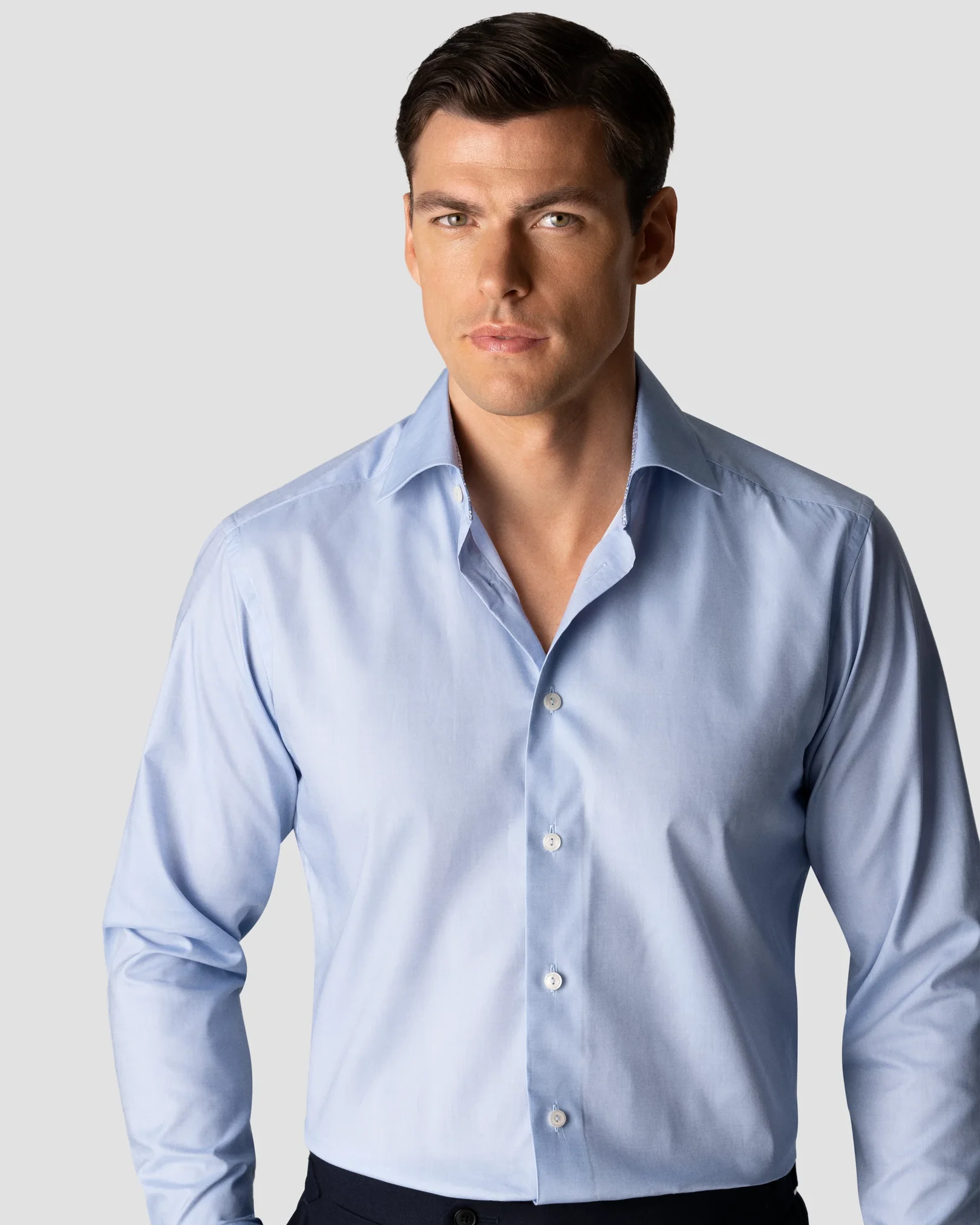 Eton - light blue fine twill stretch
