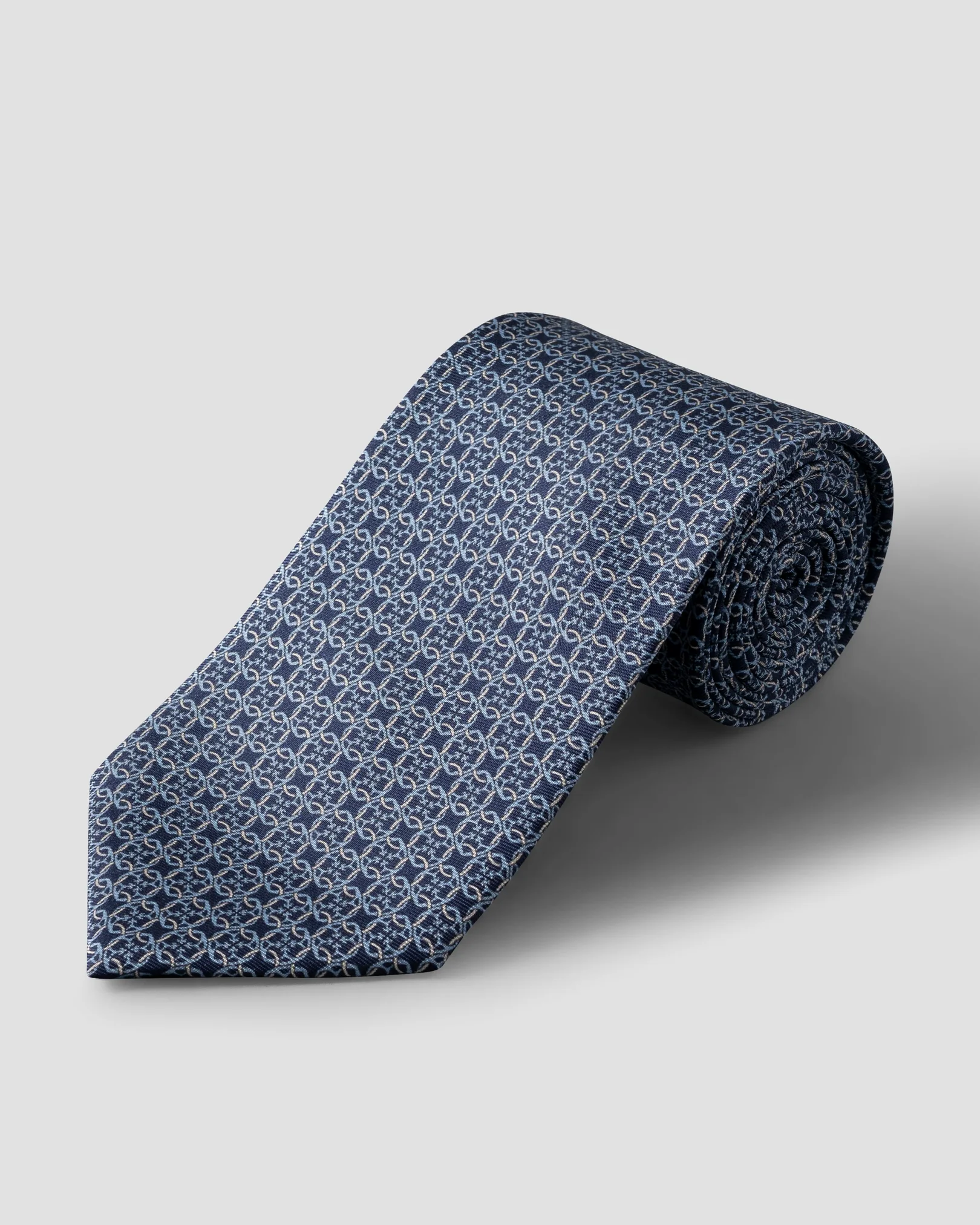 Eton - navy blue geometric print silk tie