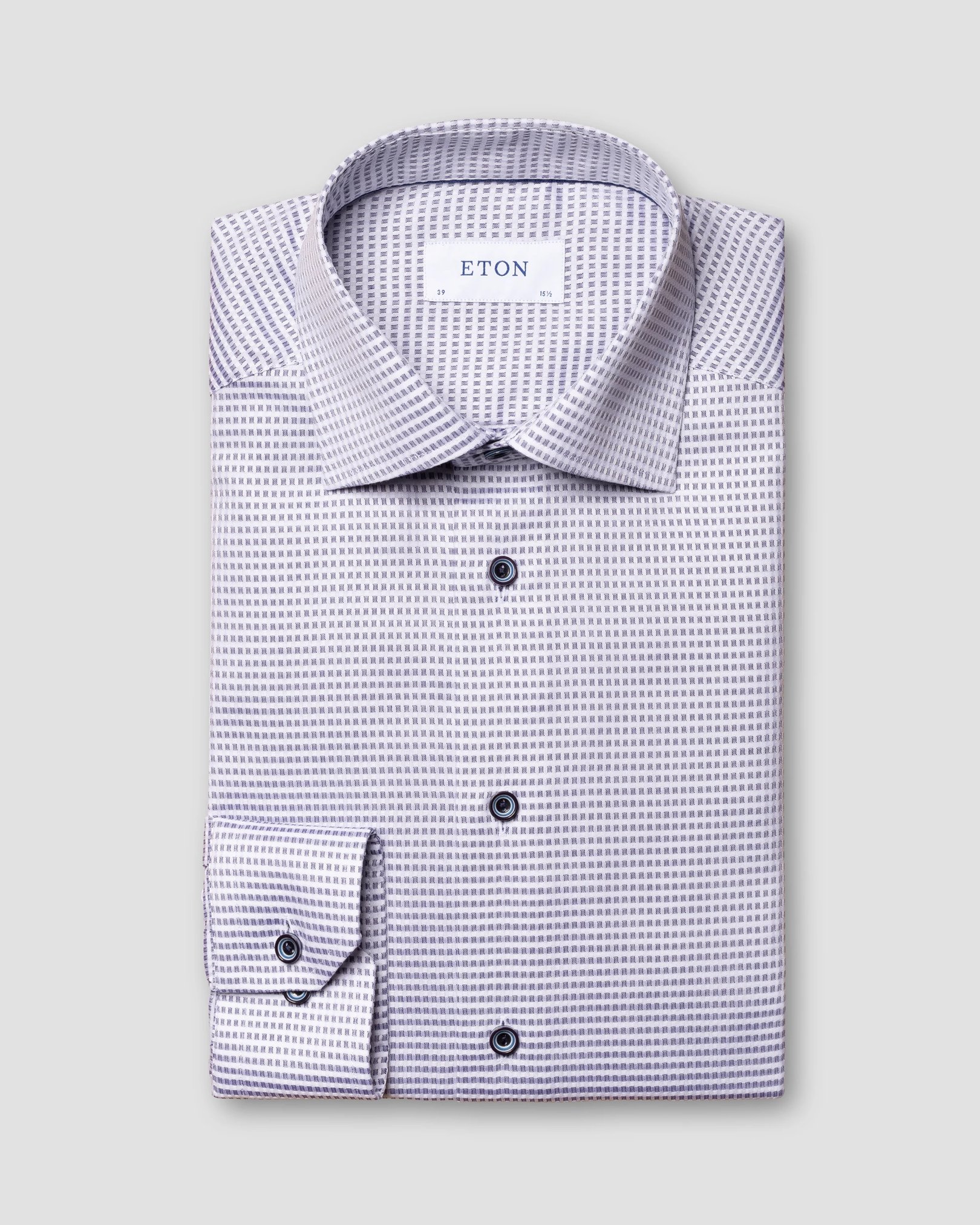 Eton - navy and white dobby shirt