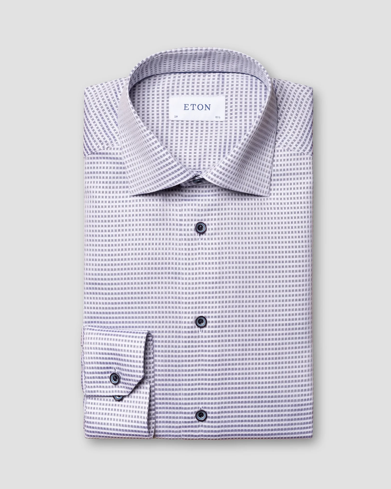 Eton - navy and white dobby shirt
