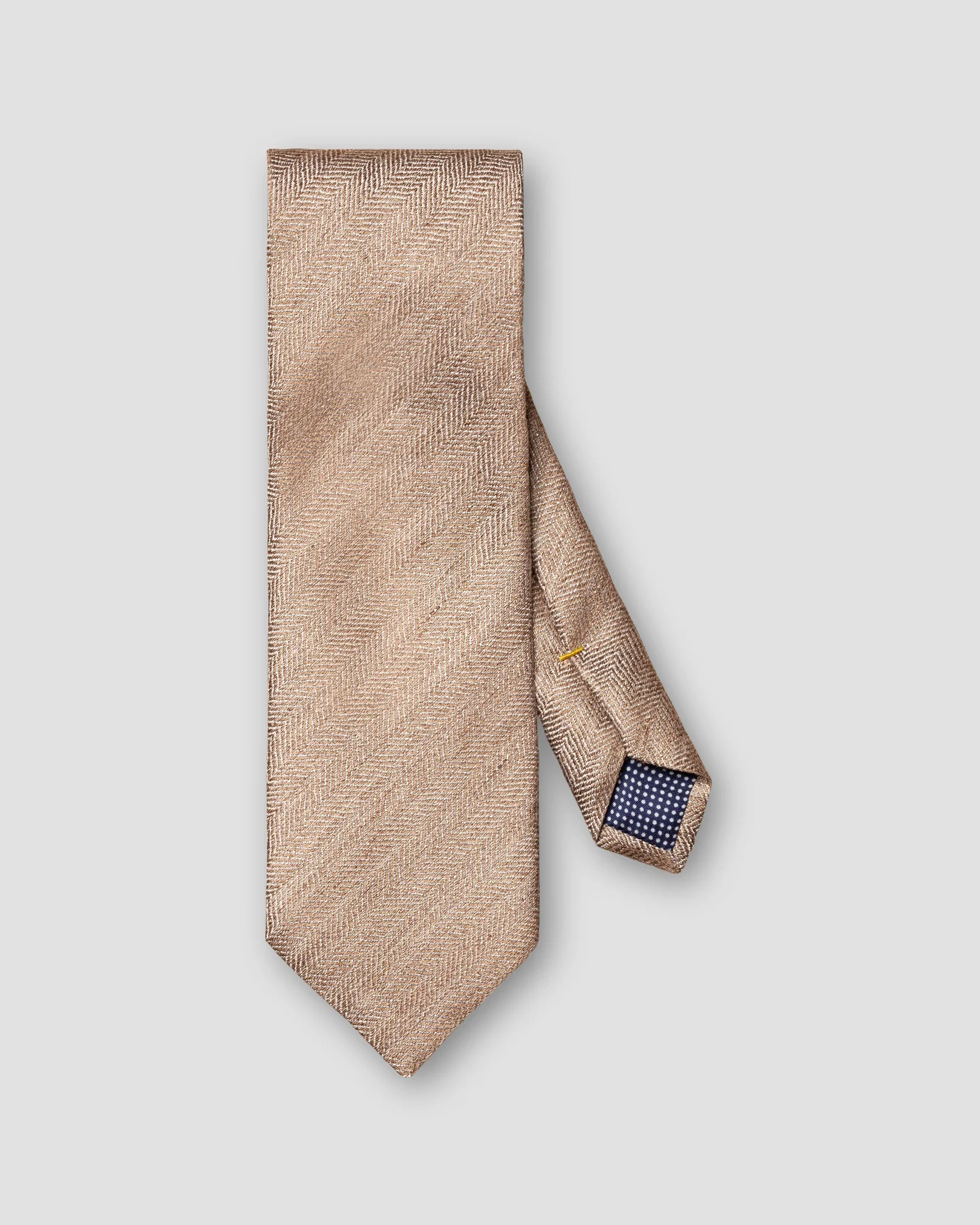 Eton - brown herringbone silk linen tie