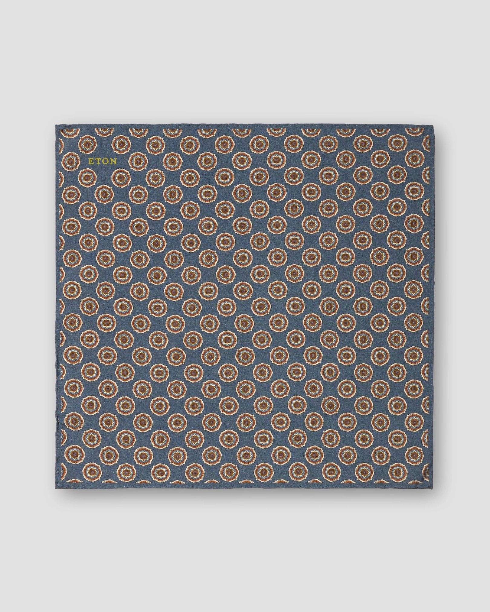Eton - blue geometric print fuji silk pocket square