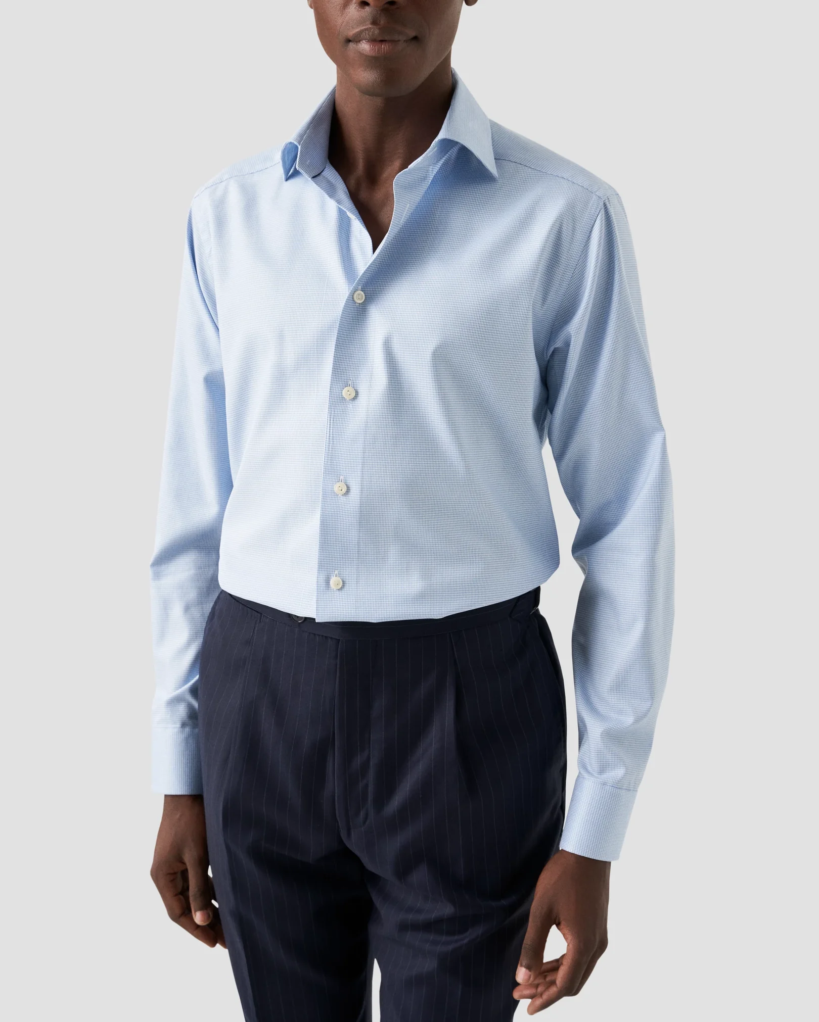Eton - light blue cotton lyocell twill