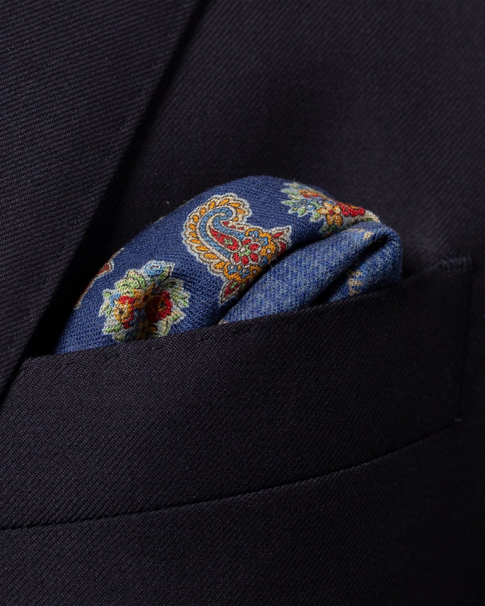 Eton - mid blue double sided wool pocket square