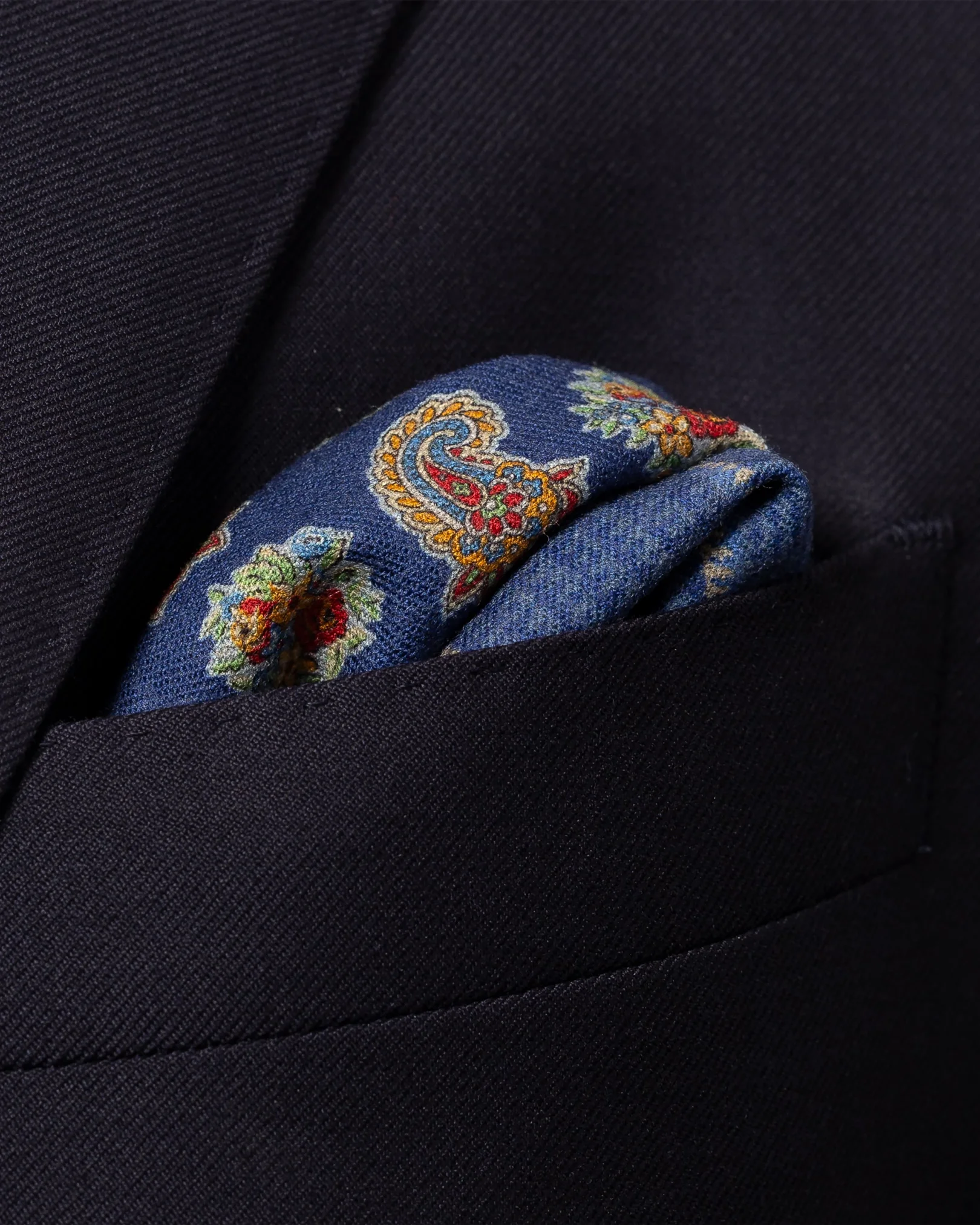 Eton - mid blue double sided wool pocket square