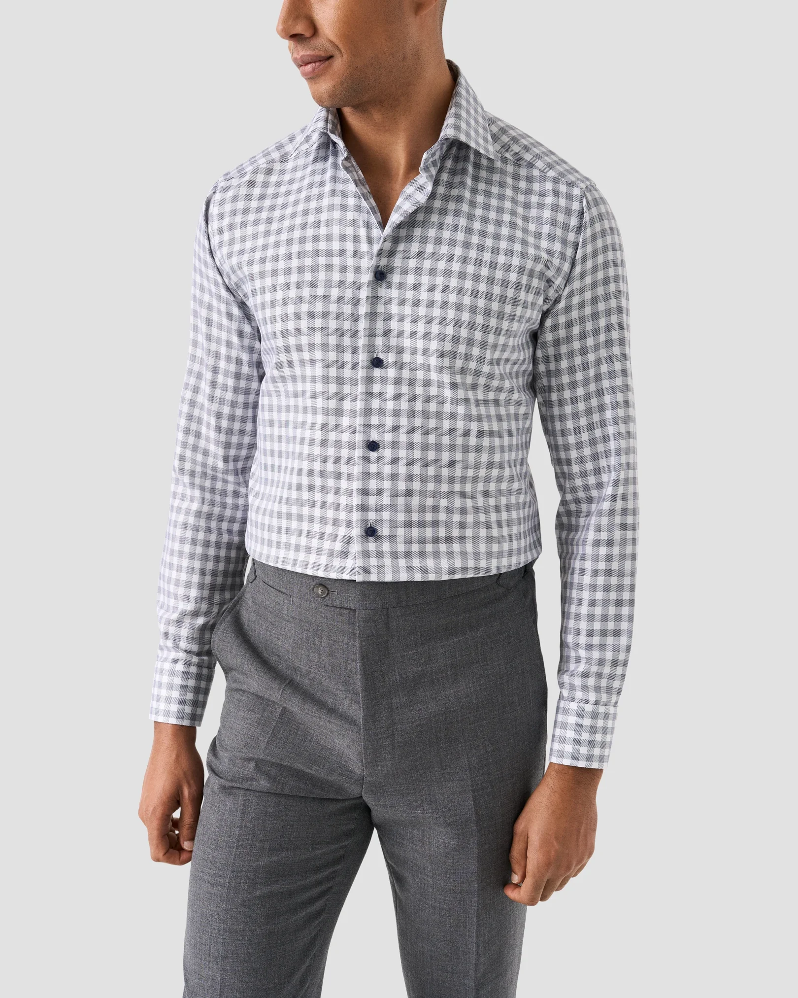 Eton - dark blue check signature twill shirt