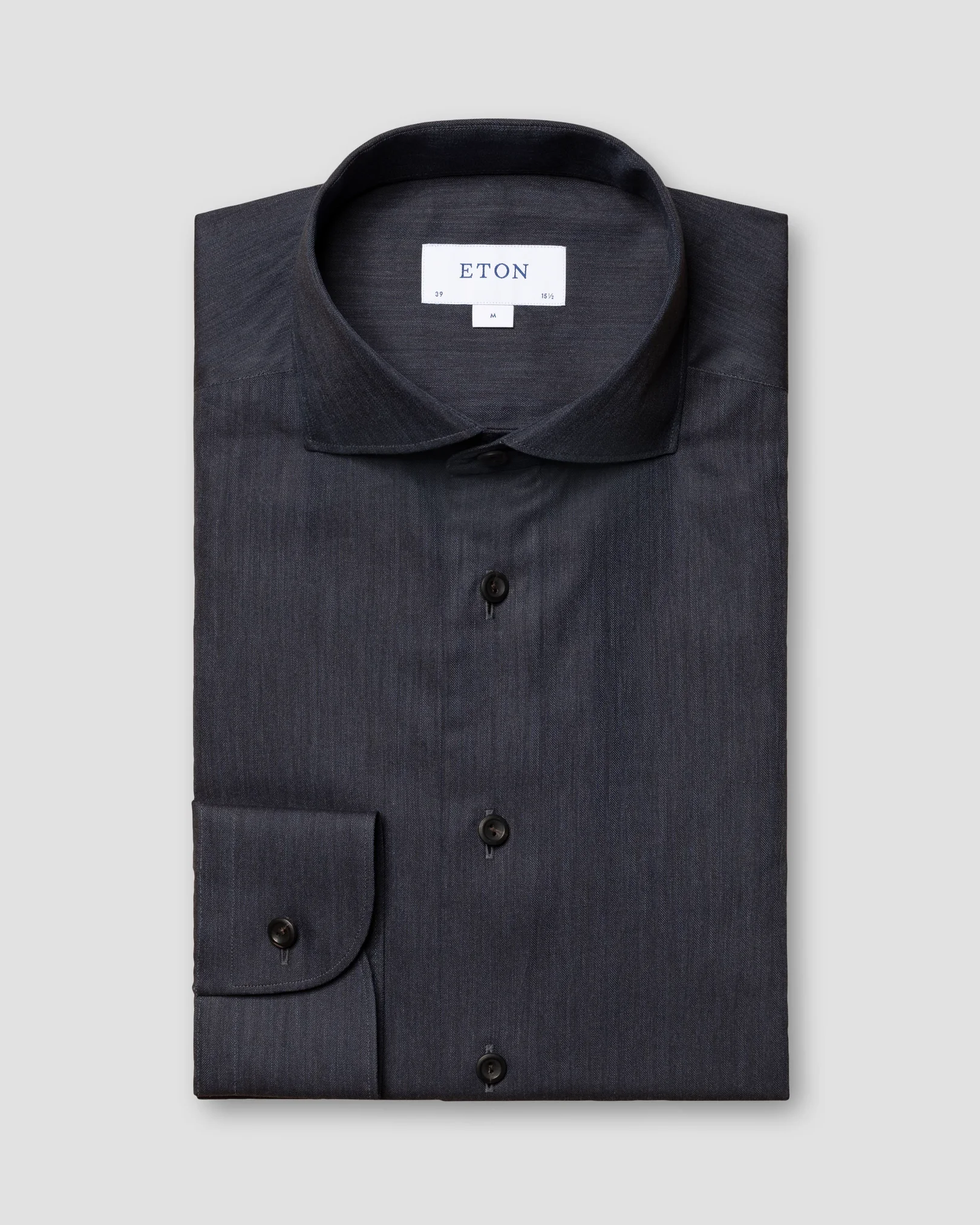 Eton - navy blue flannel wide spread